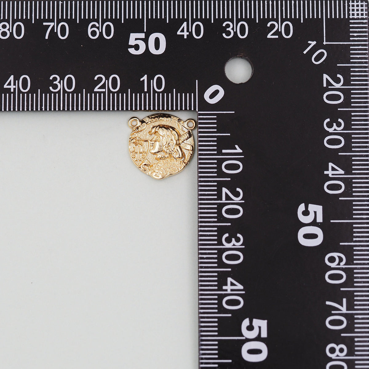 Gold Geometry Charms,18K Gold Filled Round Greece Coin Pendant,geometry Charm Bracelet Necklace for DIY Jewelry Making Supply