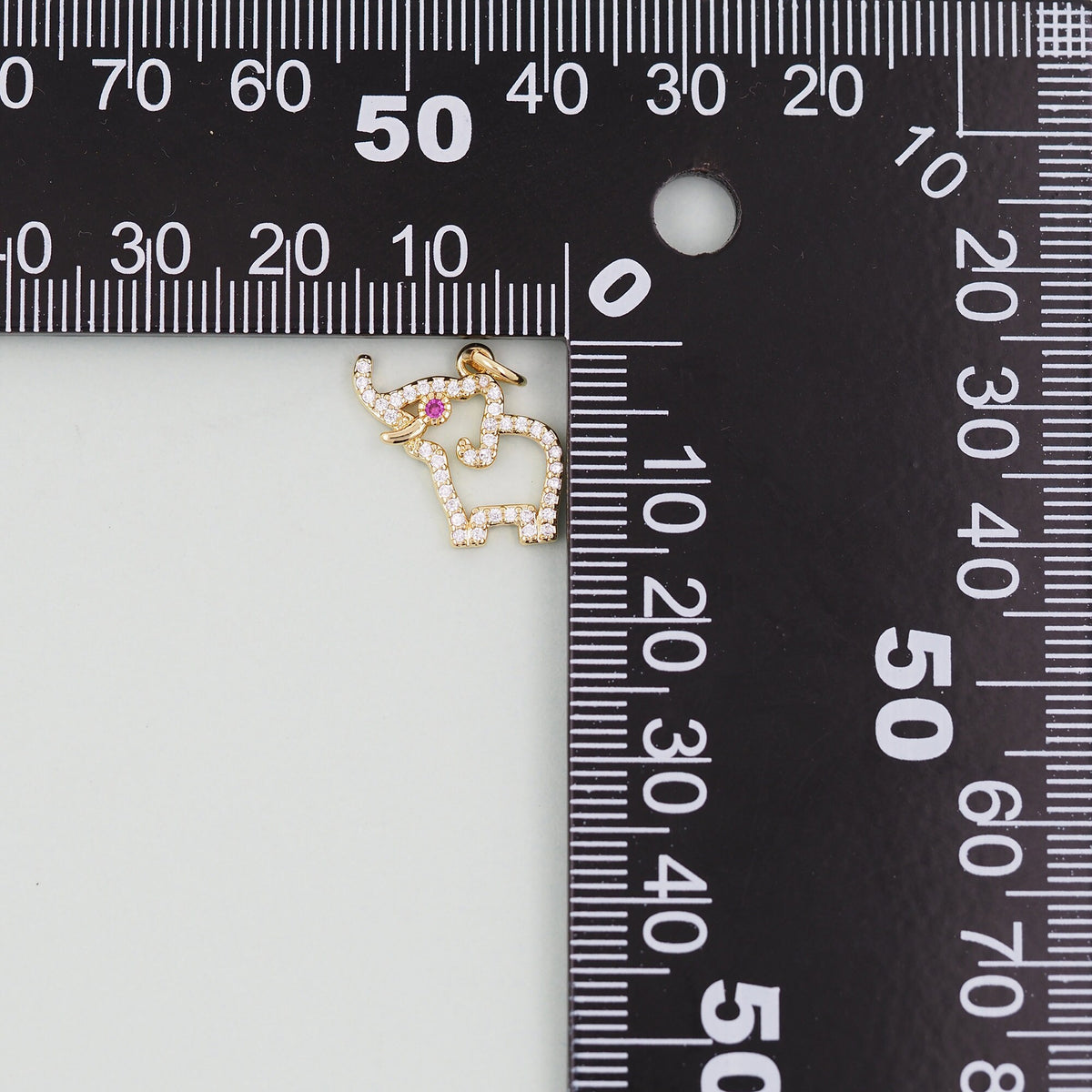 18K Gold Filled Elephant CZ Charm Pendant for Jewelry Making