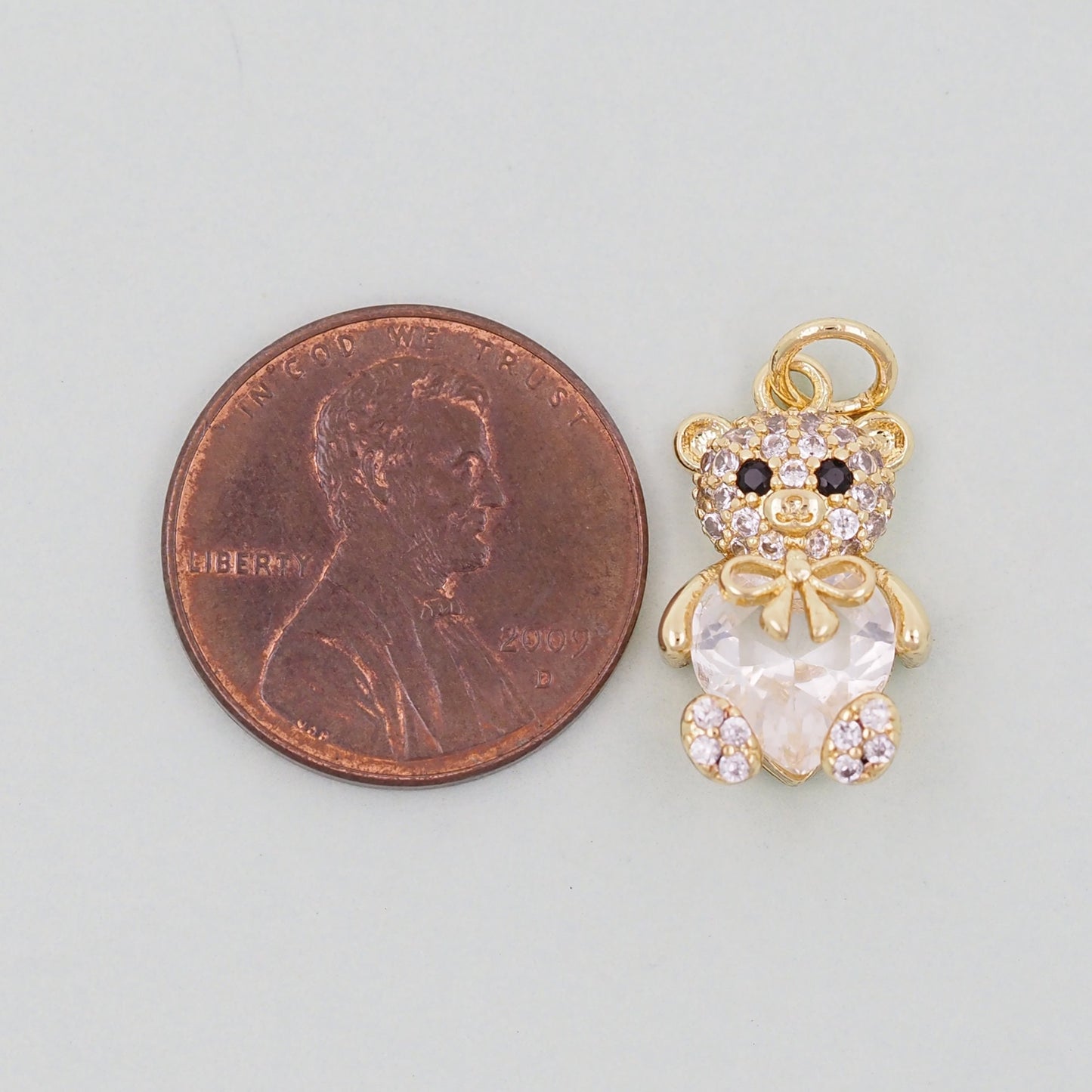 Gold Bear Charms,18K Gold Filled Bear Pendant,cute Heart Bear Charm Bracelet Necklace for DIY Jewelry Making Supply