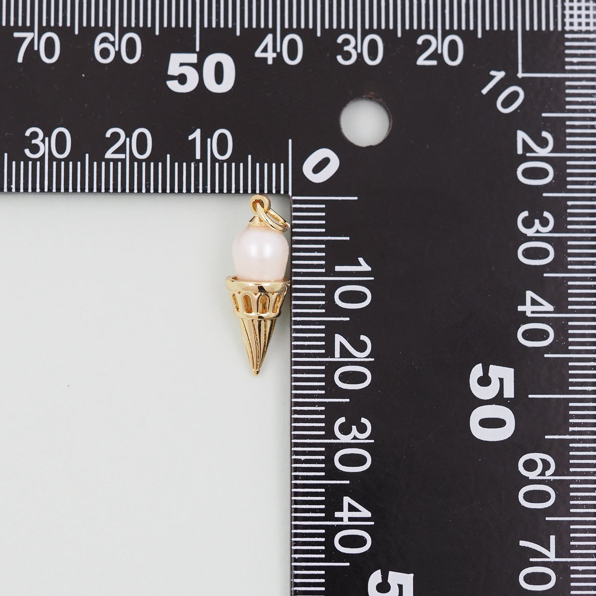 Gold ice cream Charms,18K Gold Filled ice cream Pendant,cute ice cream Charm Bracelet Necklace for DIY Jewelry Making Supply