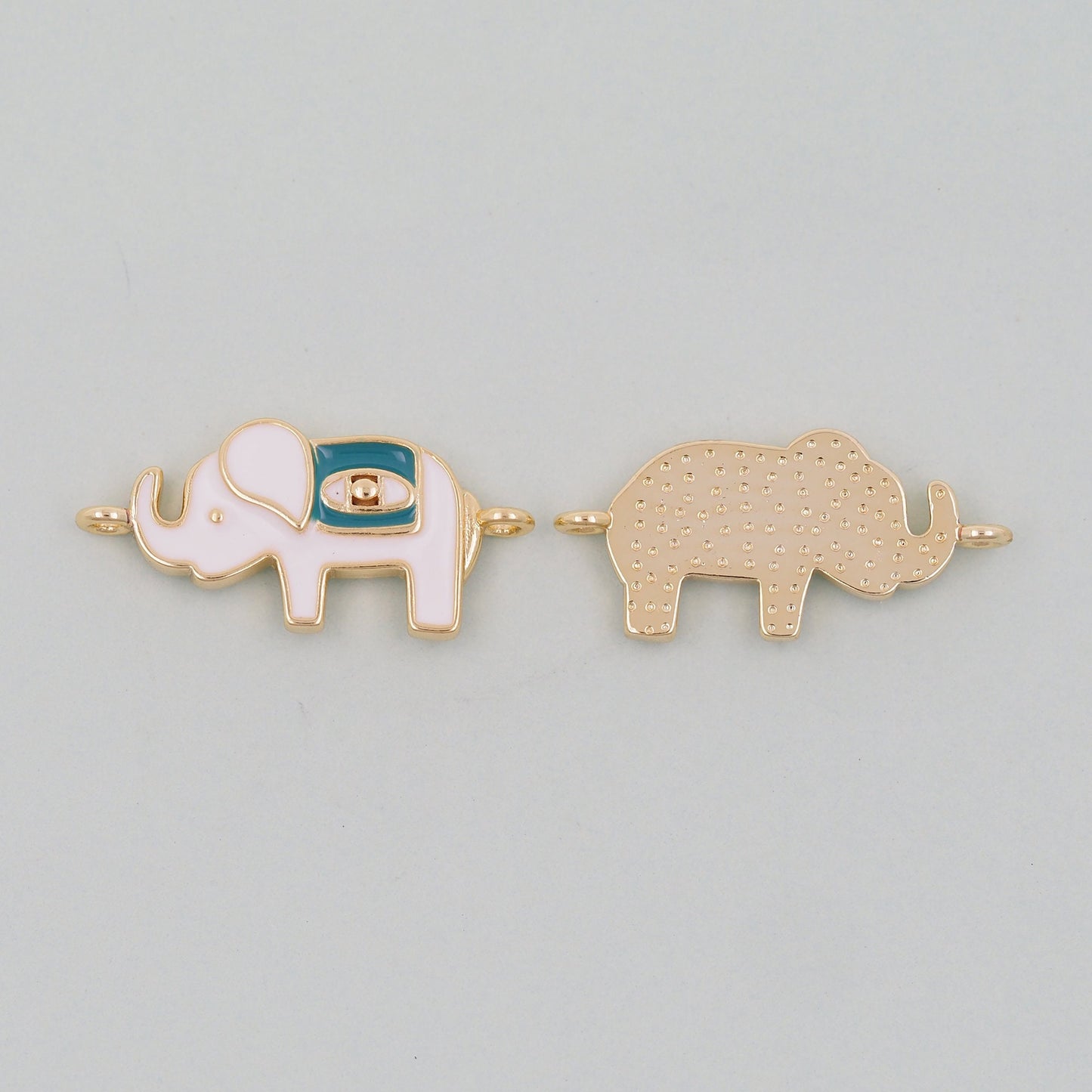 Gold Elephant Charms,18K Gold Filled CZ Elephant Pendant,Enamel Elephant Connector Charm Bracelet Necklace for DIY Jewelry Making Supply