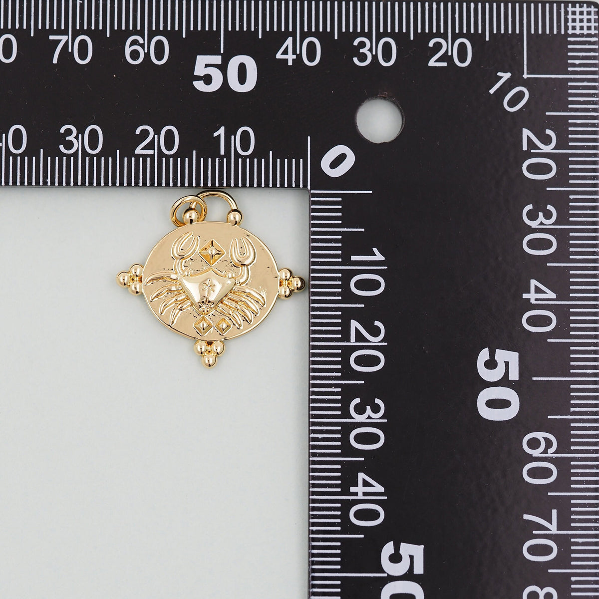 Gold Crab Charms,18K Gold Filled tiny Crab Pendant,Beach Silver Crab Charms Bracelet Necklace for DIY Jewelry Making Supply