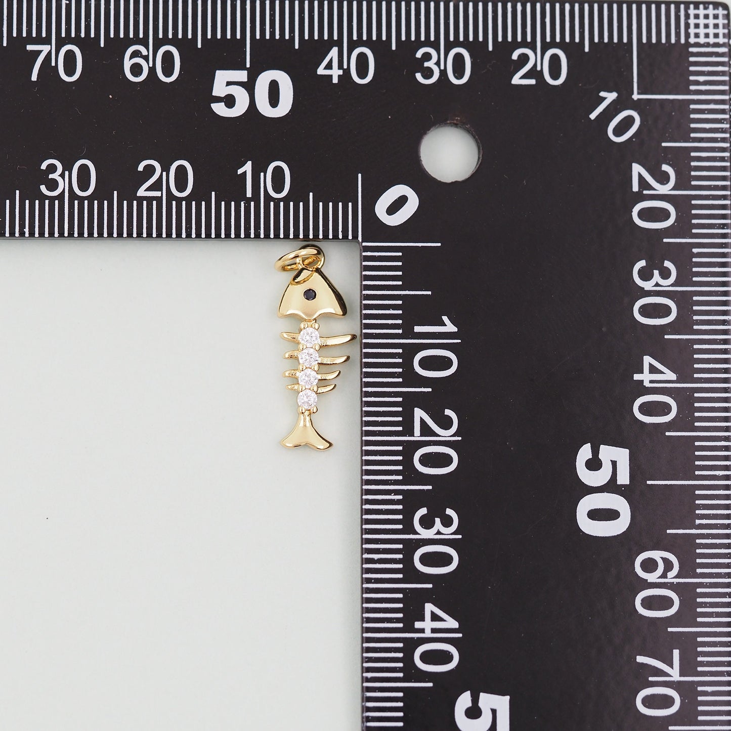 Gold fish bone Charms,18K Gold Filled CZ fish Pendant,fish Charm Bracelet Necklace for DIY Jewelry Making Supply