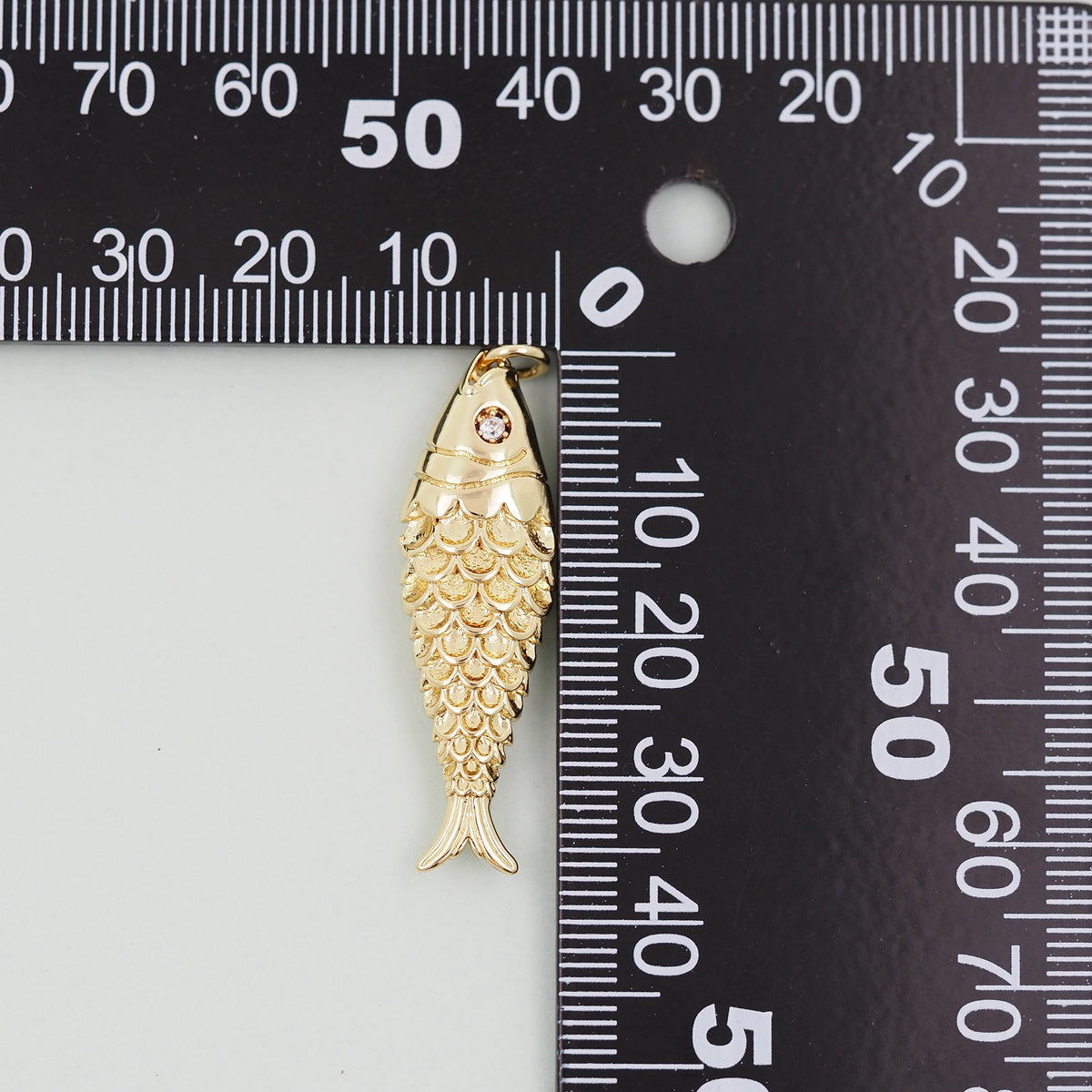 18K Gold Filled Cubic Zirconia Fish Charm Pendant for Jewelry Making