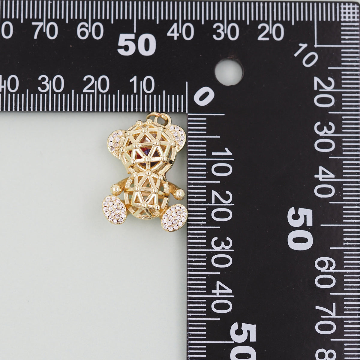 Gold Bear Charms,18K Gold Filled Bear Pendant,cute Bear Charm Bracelet Necklace for DIY Jewelry Making Supply