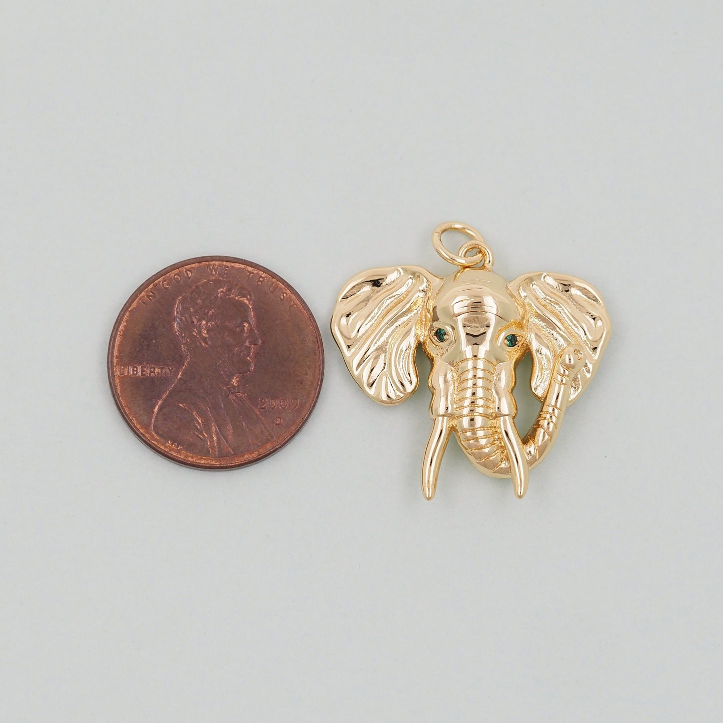 Gold Elephant Head Charms,18K Gold Filled CZ Elephant Pendant,Elephant Charm Bracelet Necklace for DIY Jewelry Making Supply