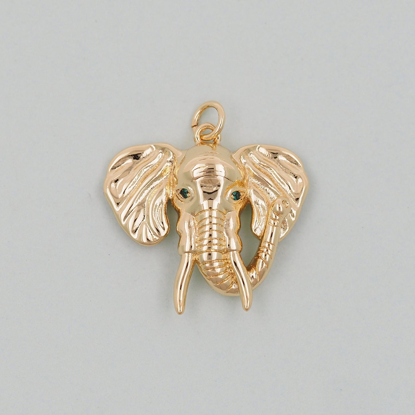 Gold Elephant Head Charms,18K Gold Filled CZ Elephant Pendant,Elephant Charm Bracelet Necklace for DIY Jewelry Making Supply