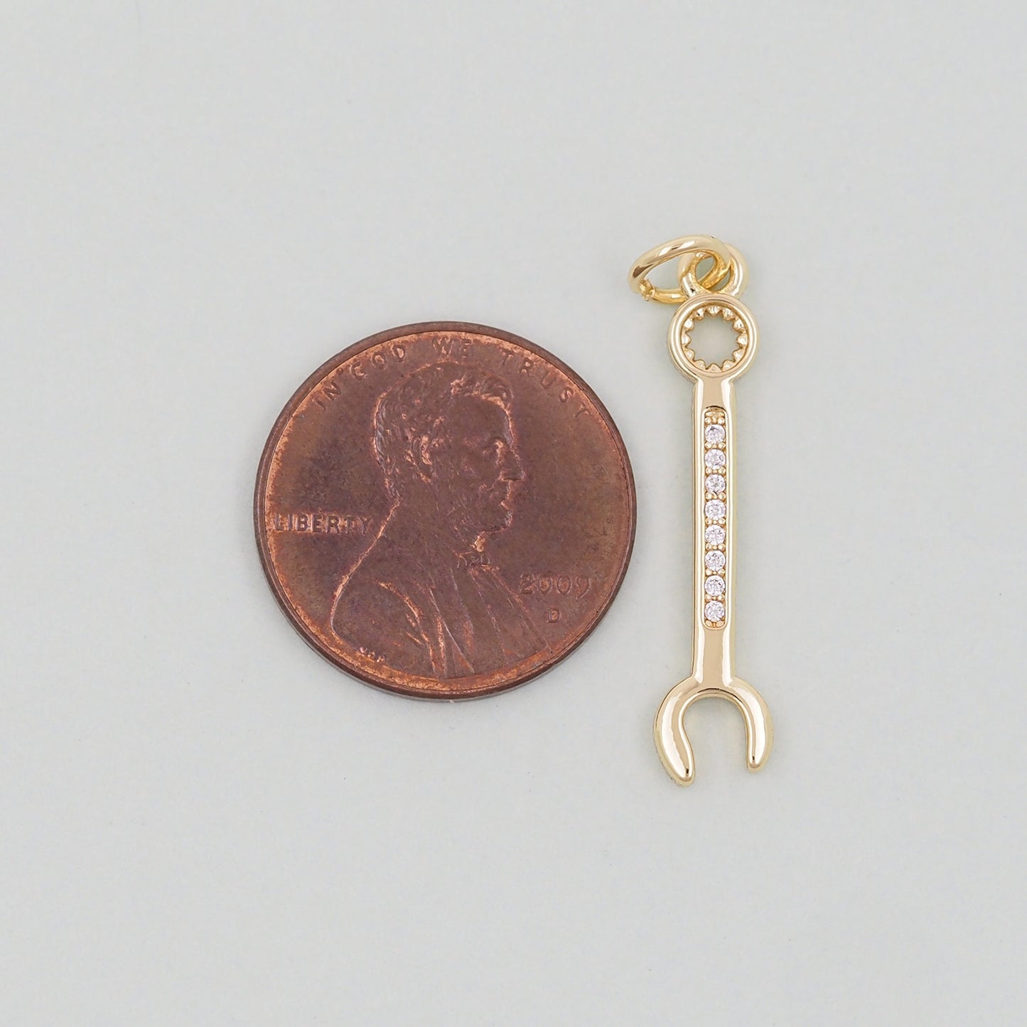 Gold wrench Charms,18K Gold Filled wrench Pendant,wrench Charm Bracelet Necklace for DIY Jewelry Making Supply