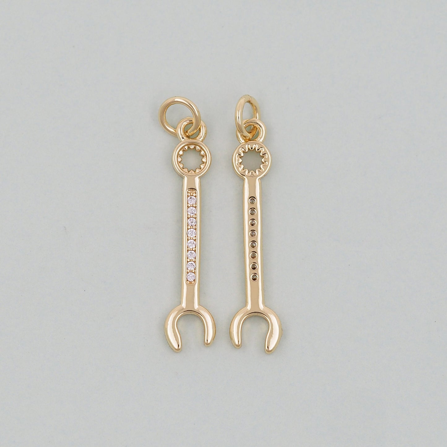 Gold wrench Charms,18K Gold Filled wrench Pendant,wrench Charm Bracelet Necklace for DIY Jewelry Making Supply