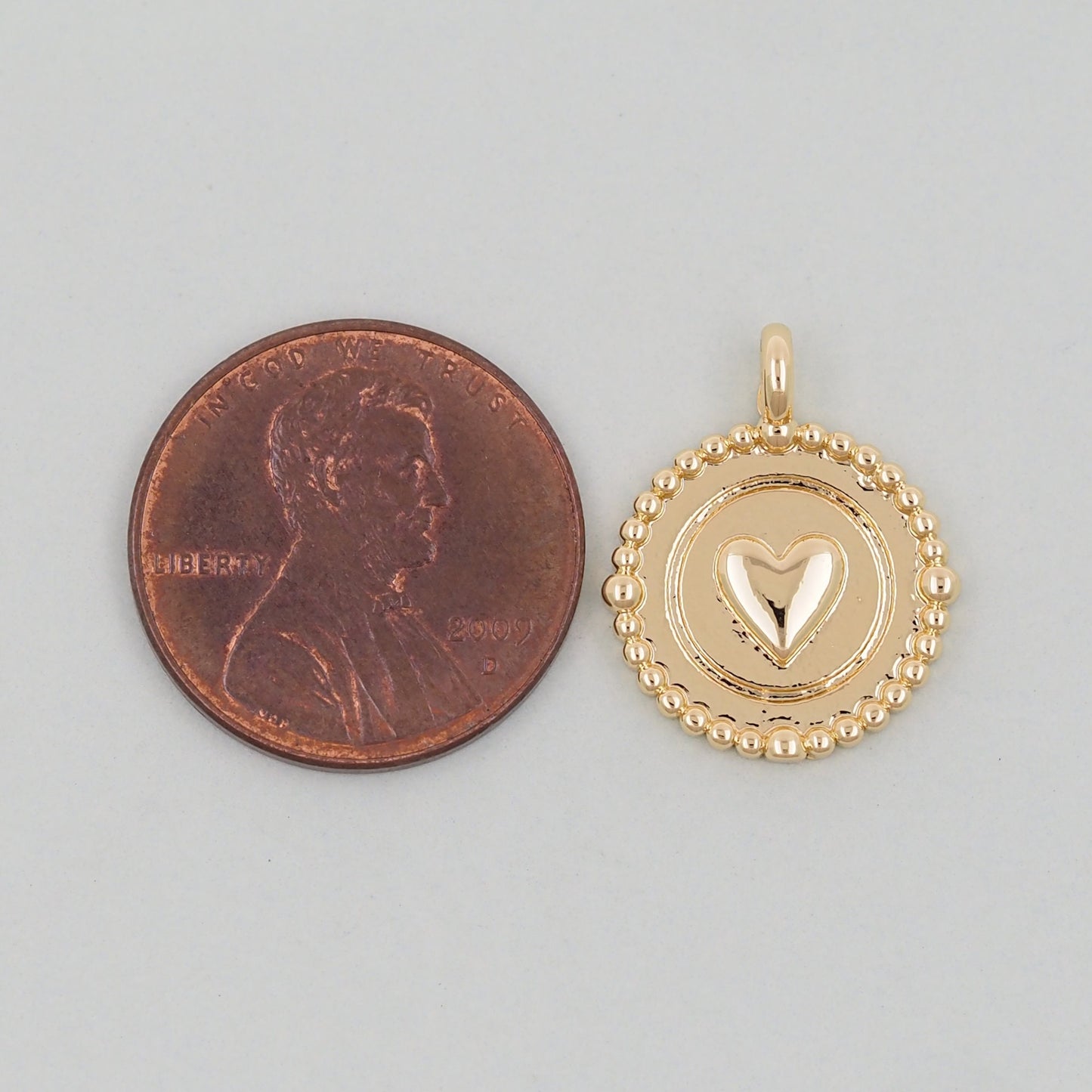 Gold Heart Charms,18K Gold Filled Heart Pendant,Round Heart Charm Bracelet Necklace for DIY Jewelry Making Supply