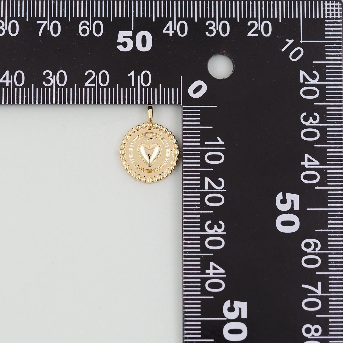 Gold Heart Charms,18K Gold Filled Heart Pendant,Round Heart Charm Bracelet Necklace for DIY Jewelry Making Supply