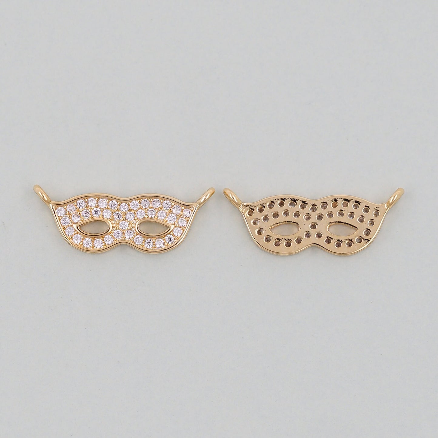 Gold mask Charms,18K Gold Filled Mask Pendant,Mask Masquerade Charm Bracelet Necklace for DIY Jewelry Making Supply