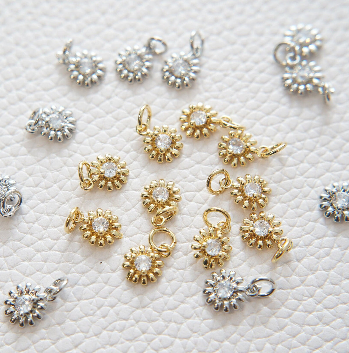 Gold Sun Charms,18K Gold Filled Round Coin Pendant,Celestial Charm Bracelet Necklace for DIY Jewelry Making Supply