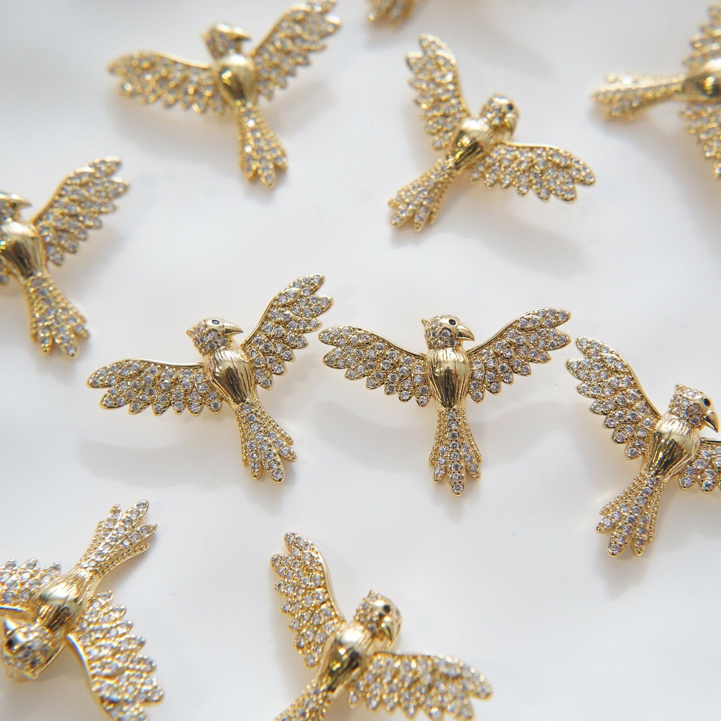 Gold Peace Charms,18K Gold Filled CZ Peace Pendant,Dove Charm Bracelet Necklace for DIY Jewelry Making Supply