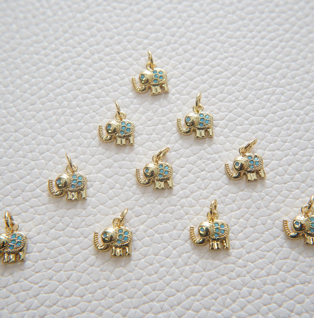 Gold Tiny Elephant Charms,18K Gold Filled CZ Elephant Pendant,Elephant Charm Bracelet Necklace for DIY Jewelry Making Supply