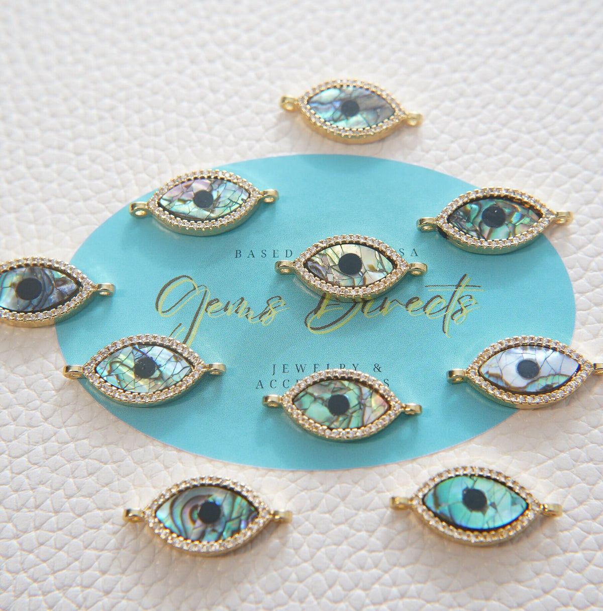 18K Gold Filled Evil Eye Connector for Jewelry Making
