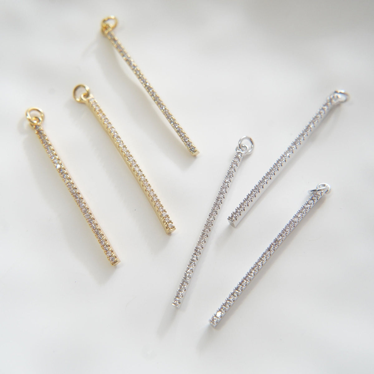 Gold Strip Charms,18K Gold Filled Bar Pendant,Geometry Silver Bar Charm Bracelet Necklace for DIY Jewelry Making Supply