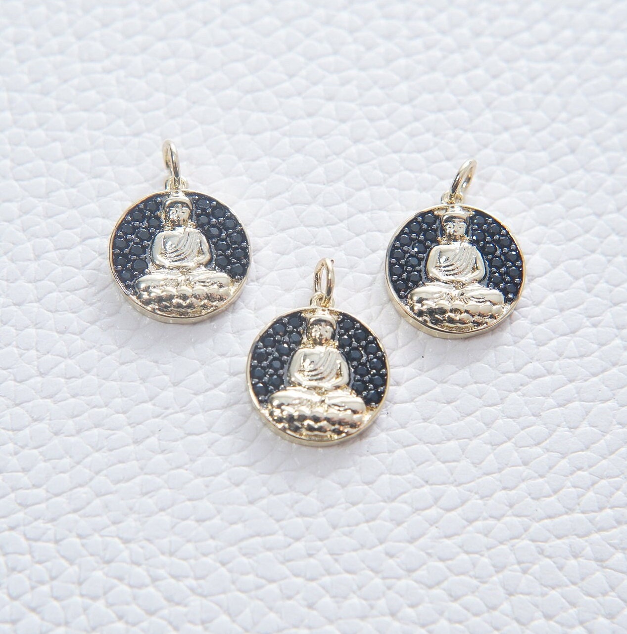 Gold Buddha Charms,18K Gold Filled CZ Buddha Pendant,Buddha Charm Bracelet Necklace for DIY Jewelry Making Supply
