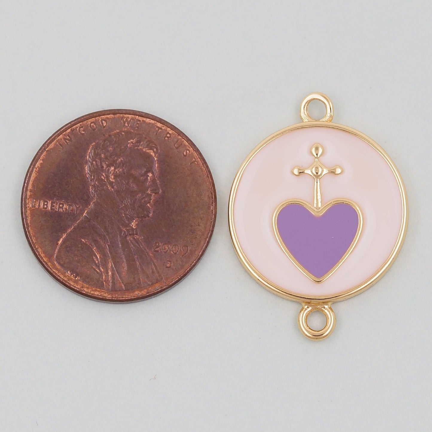 Gold Heart Connector Charms,18K Gold Filled Cross Heart Pendant,Enamel Heart Charm Bracelet Necklace for DIY Jewelry Making Supply