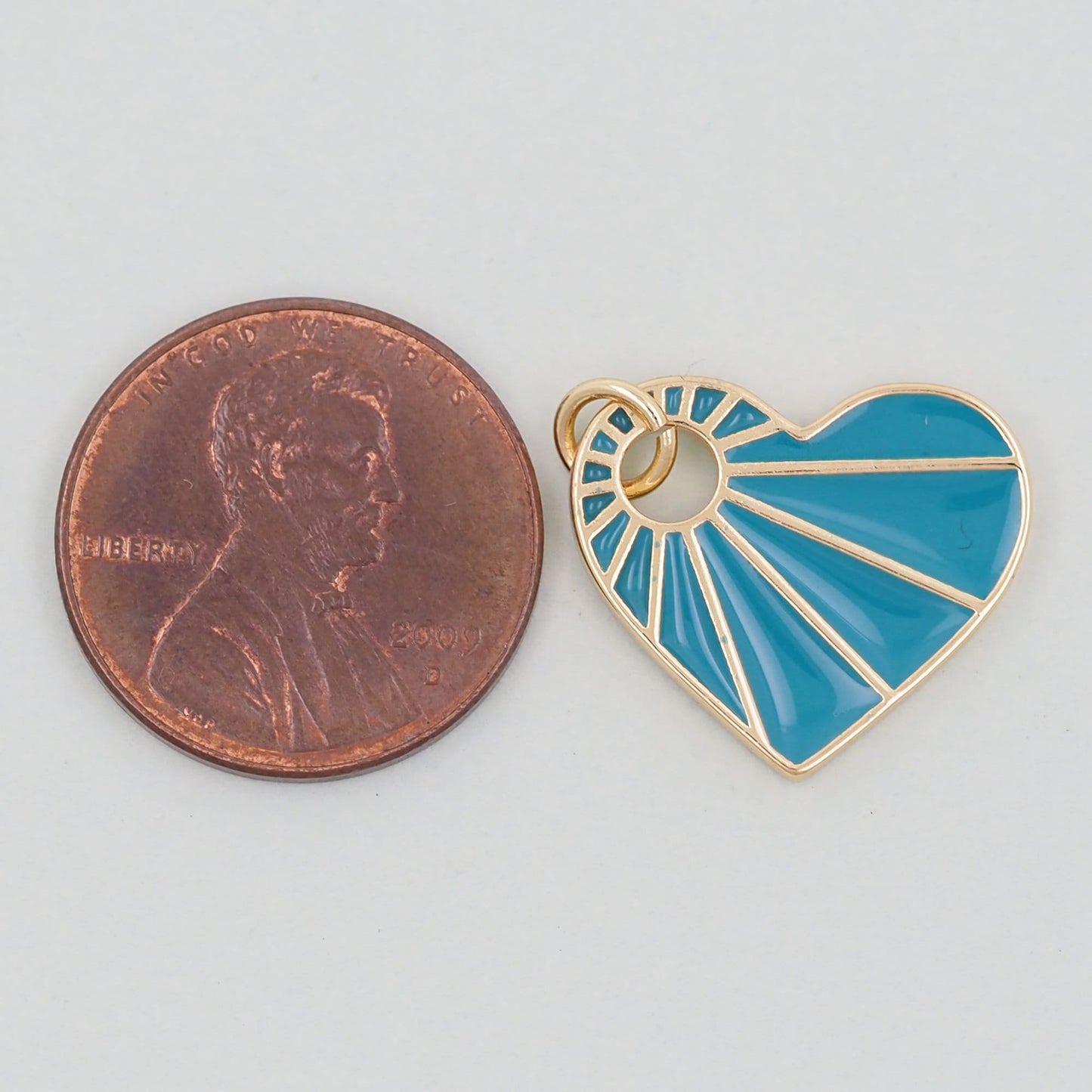 Gold Heart Charms,18K Gold Filled Enamel Heart Pendant,Sun Heart Charm Bracelet Necklace for DIY Jewelry Making Supply
