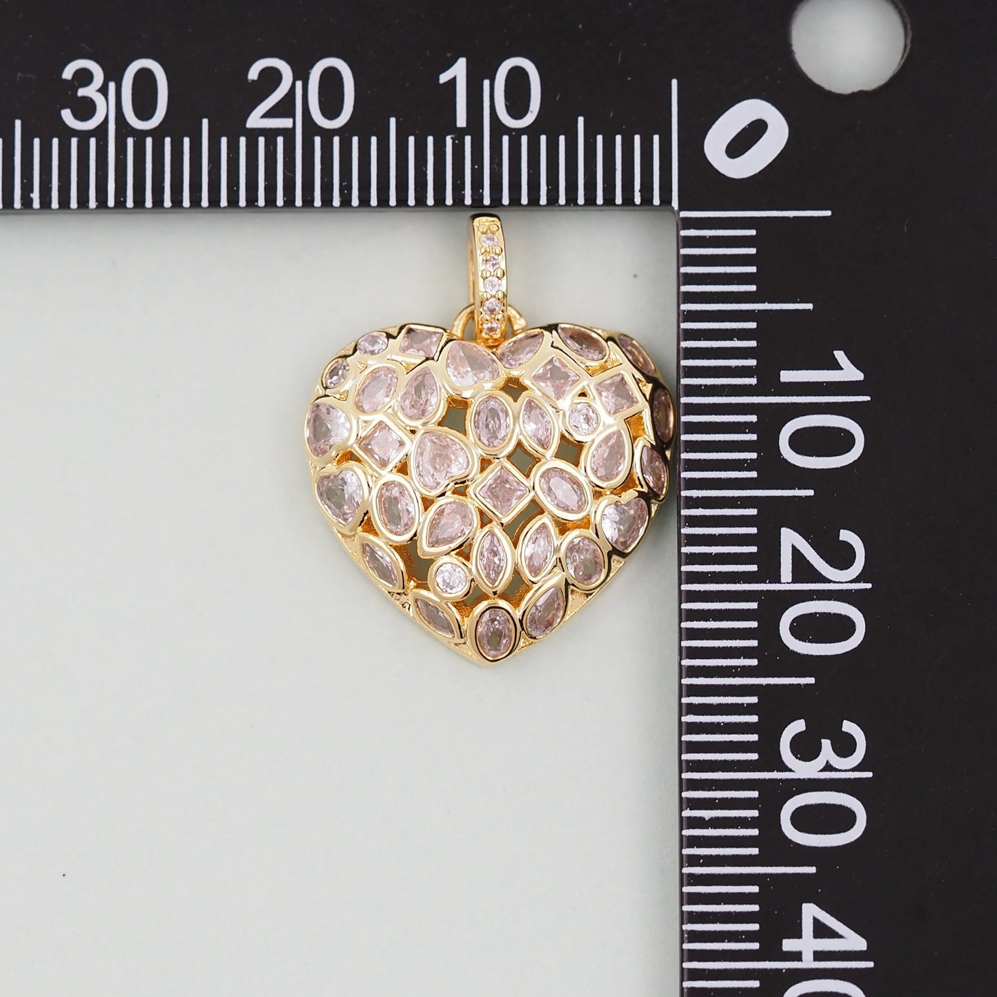 Gold Heart Charms,18K Gold Filled White crystal CZ Heart Pendant,Heart Charm Bracelet Necklace for DIY Jewelry Making Supply