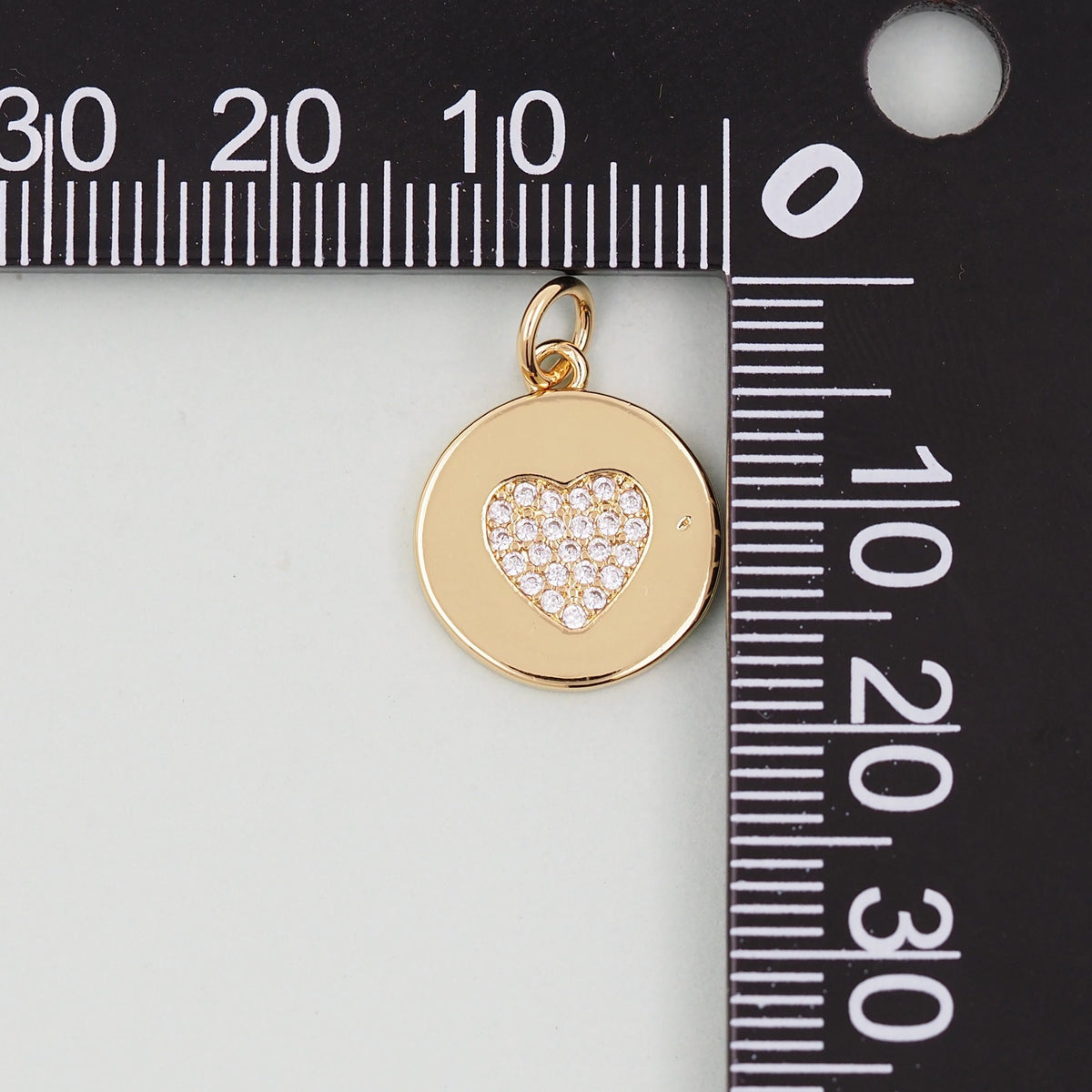 Gold Round Coin Heart Charms,18K Gold Filled Heart Pendant,Heart Charm Bracelet Necklace for DIY Jewelry Making Supply