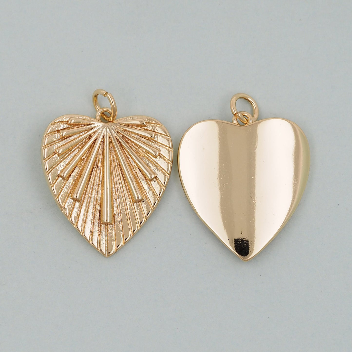 Gold Heart Charms,18K Gold Filled Heart Pendant,Heart Love Charm Bracelet Necklace for DIY Jewelry Making Supply