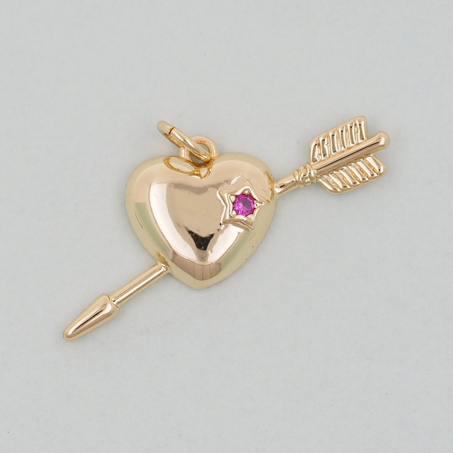 Gold Heart arrow Charms,18K Gold Filled Heart Pendant,Heart Love Charm Bracelet Necklace for DIY Jewelry Making Supply