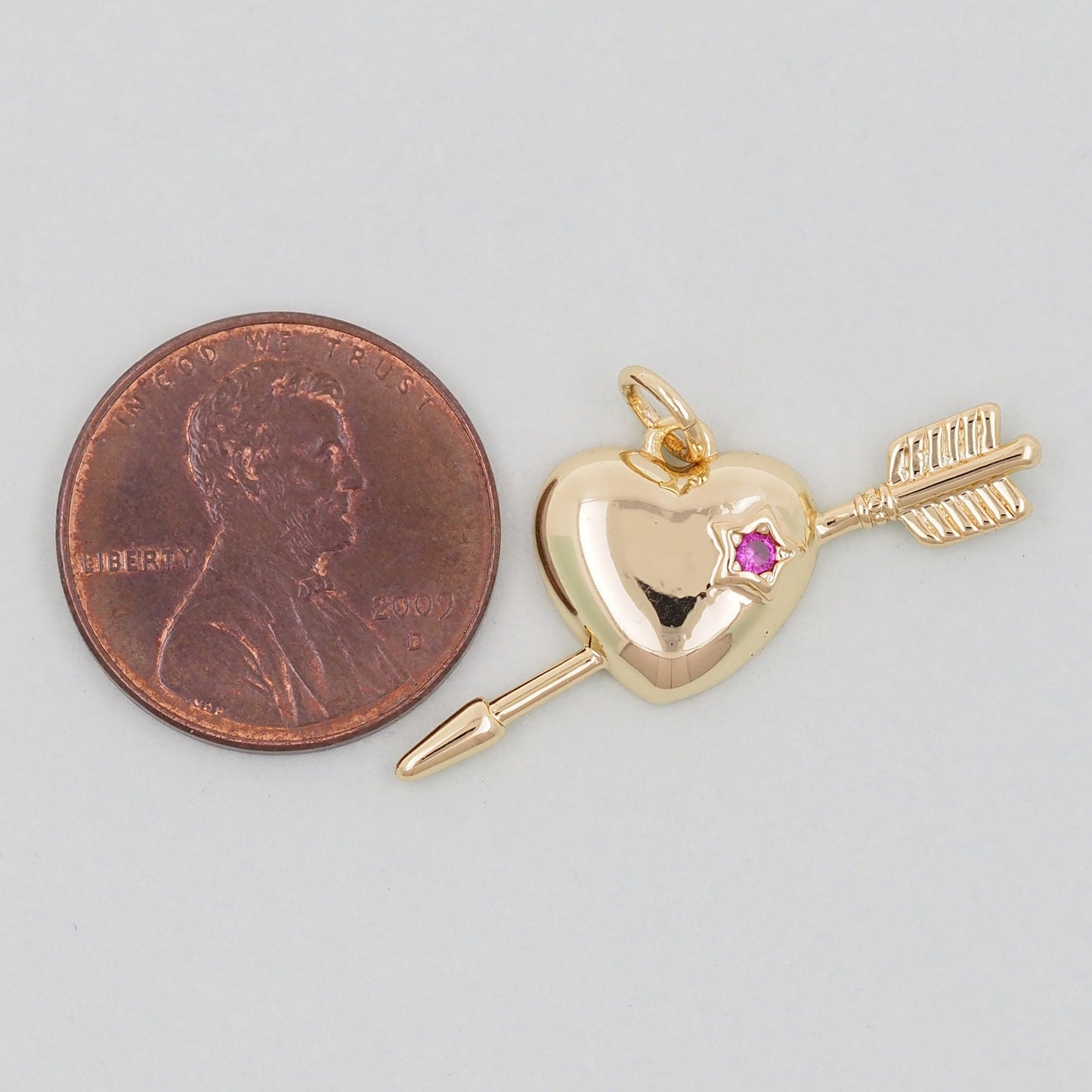 Gold Heart arrow Charms,18K Gold Filled Heart Pendant,Heart Love Charm Bracelet Necklace for DIY Jewelry Making Supply