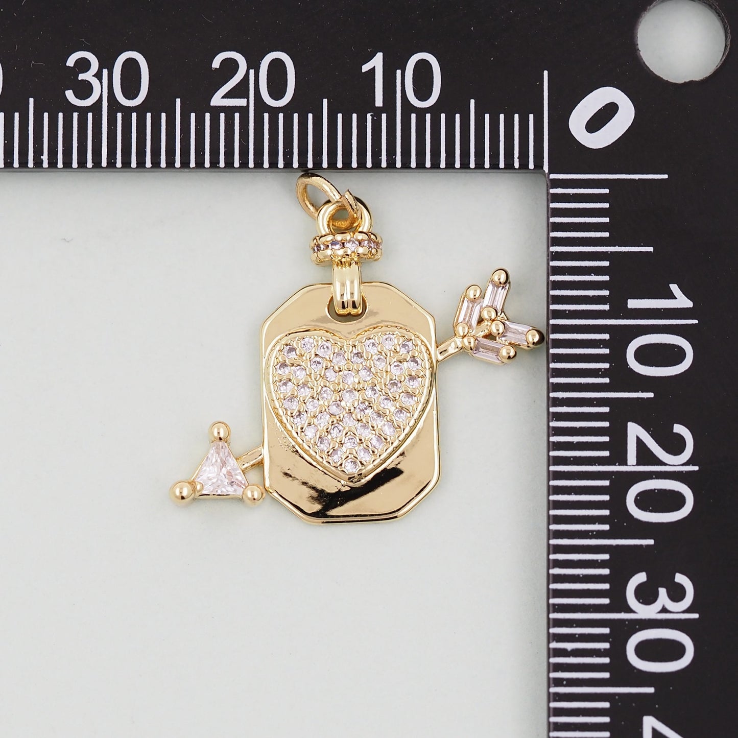 Gold rectangle Heart Charms,18K Gold Filled Enamel Heart Pendant,Heart arrow Charm Bracelet Necklace for DIY Jewelry Making Supply