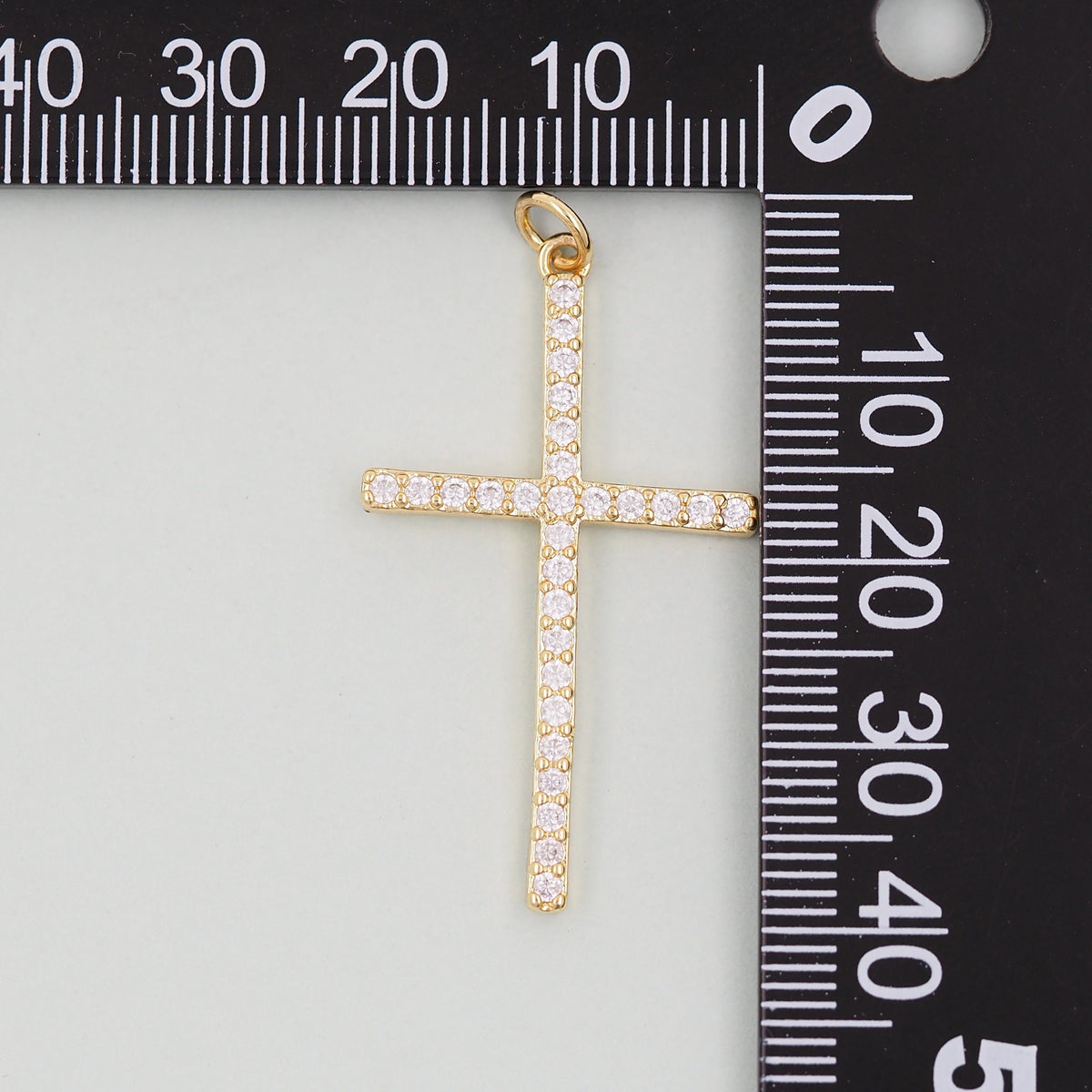 18K Gold Filled Cubic Zirconia Cross Charm Pendant for Jewelry Making