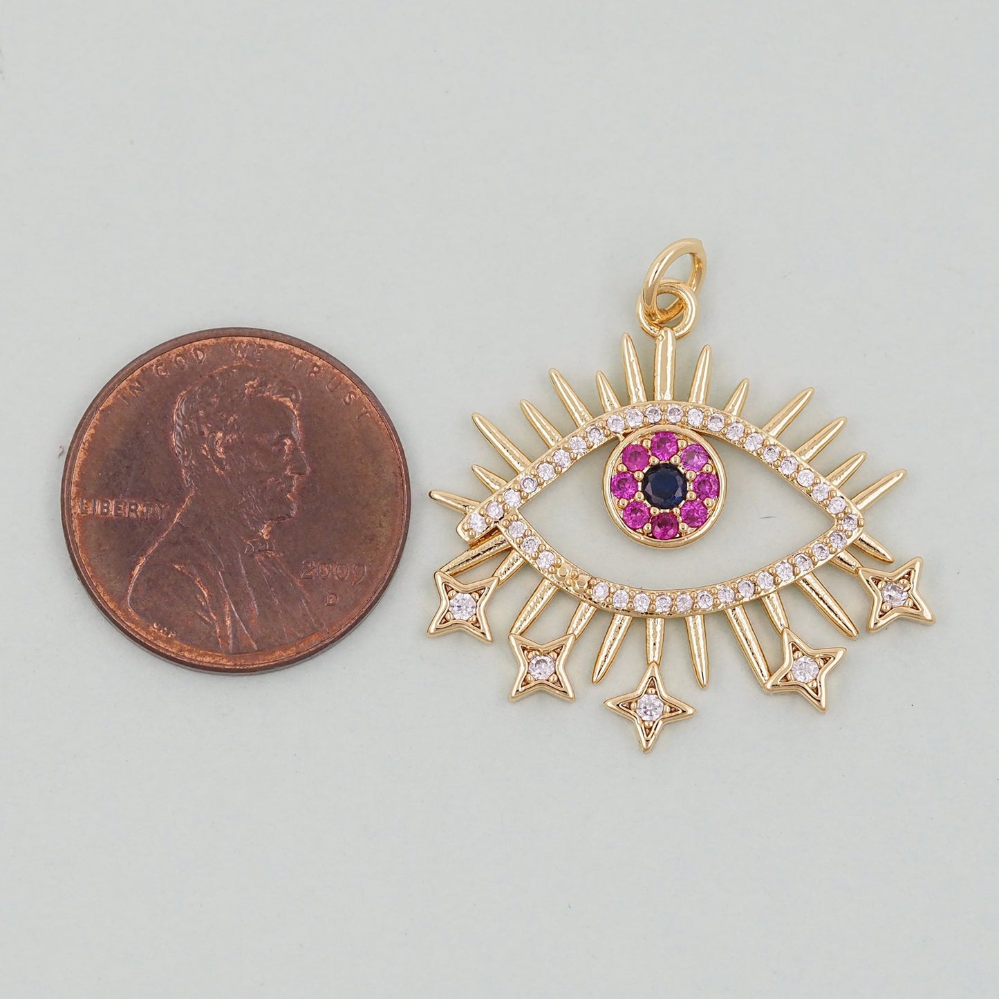Gold Evil Eye Charms,18K Gold Filled Evil Eye Pendant,Red Evil Eye Charm Bracelet Necklace for DIY Jewelry Making Supply