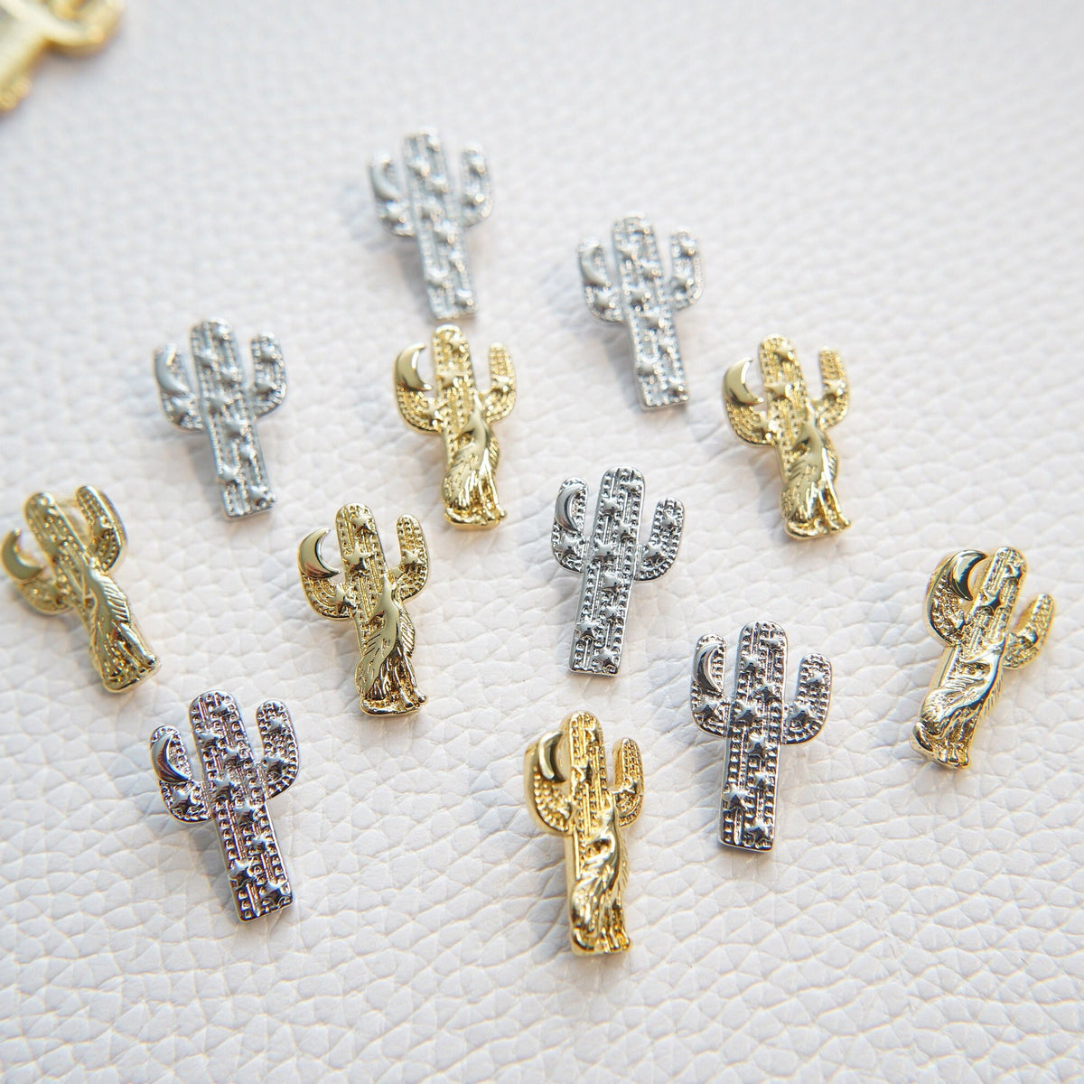 Gold Star Charms,18K Gold Filled Wolf Cactus Pendant,Celestial Charm Bracelet Necklace for DIY Jewelry Making Supply