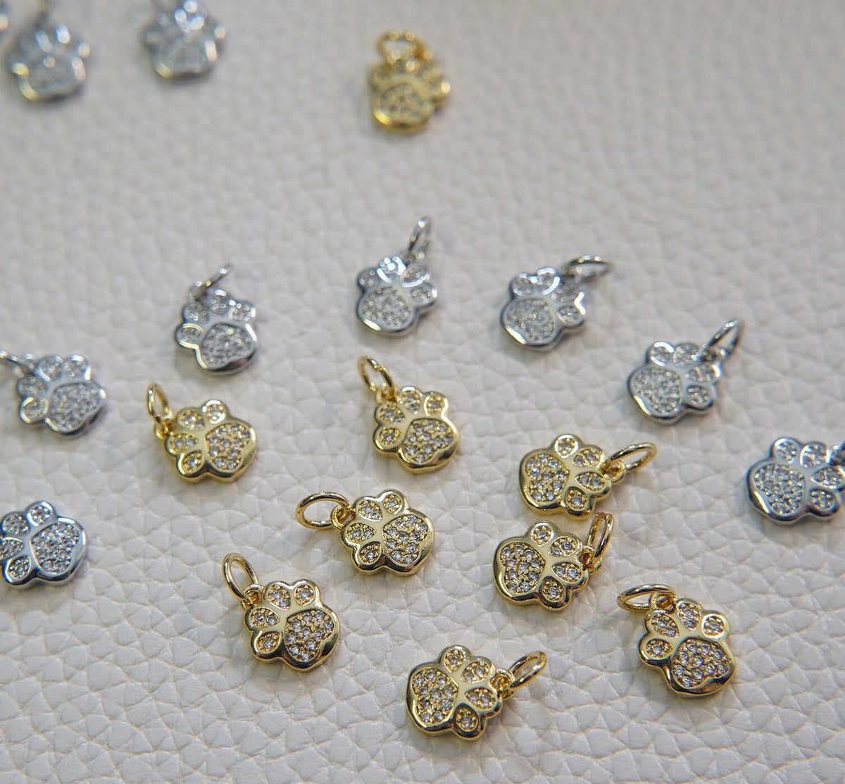 18K Gold Filled Cubic Zirconia Cat Charm Pendant for Jewelry Making