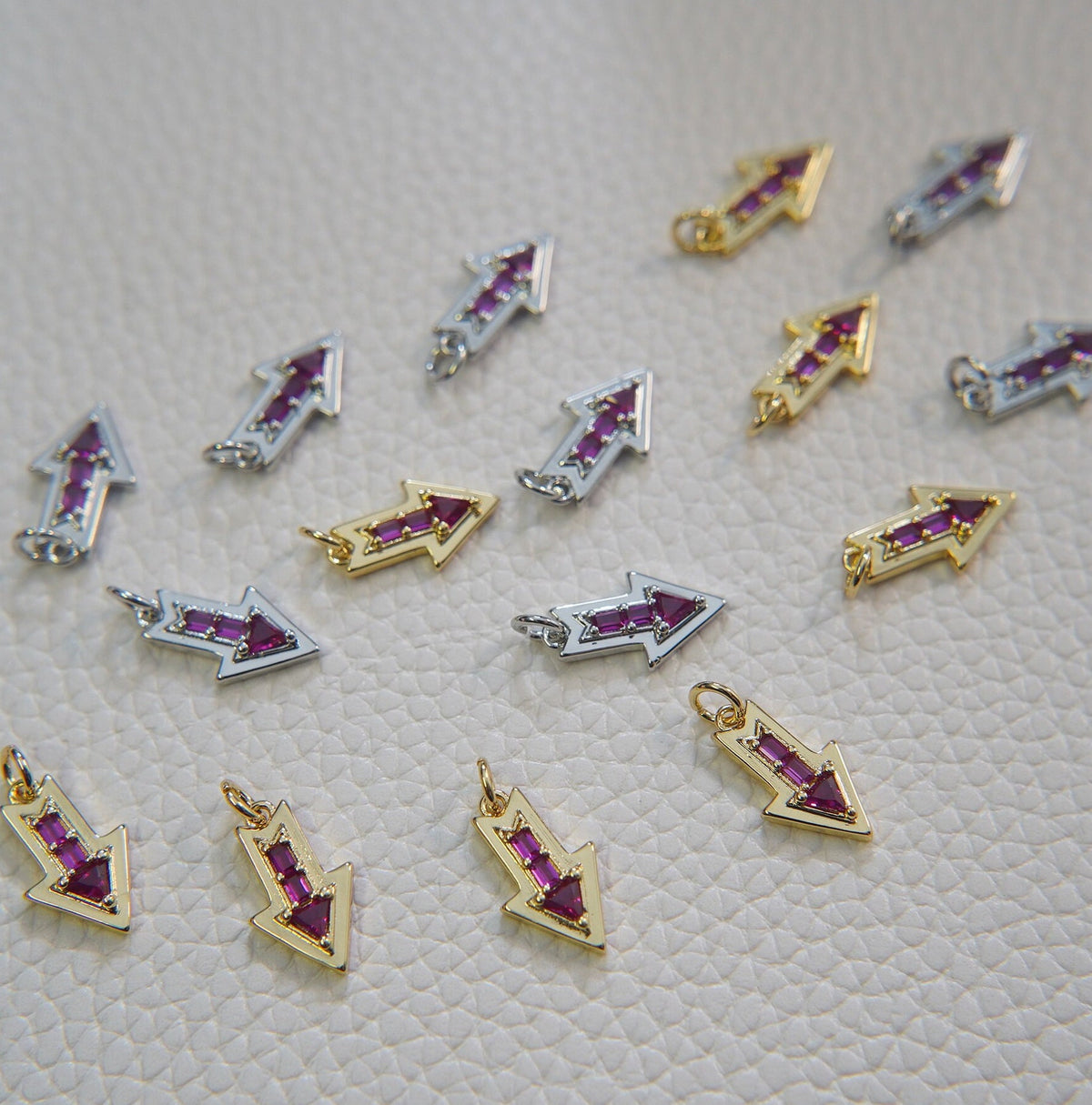 Gold ArrowCharms,18K Gold Filled CZ arrow Pendant,Silver arrow Charm Bracelet Necklace for DIY Jewelry Making Supply