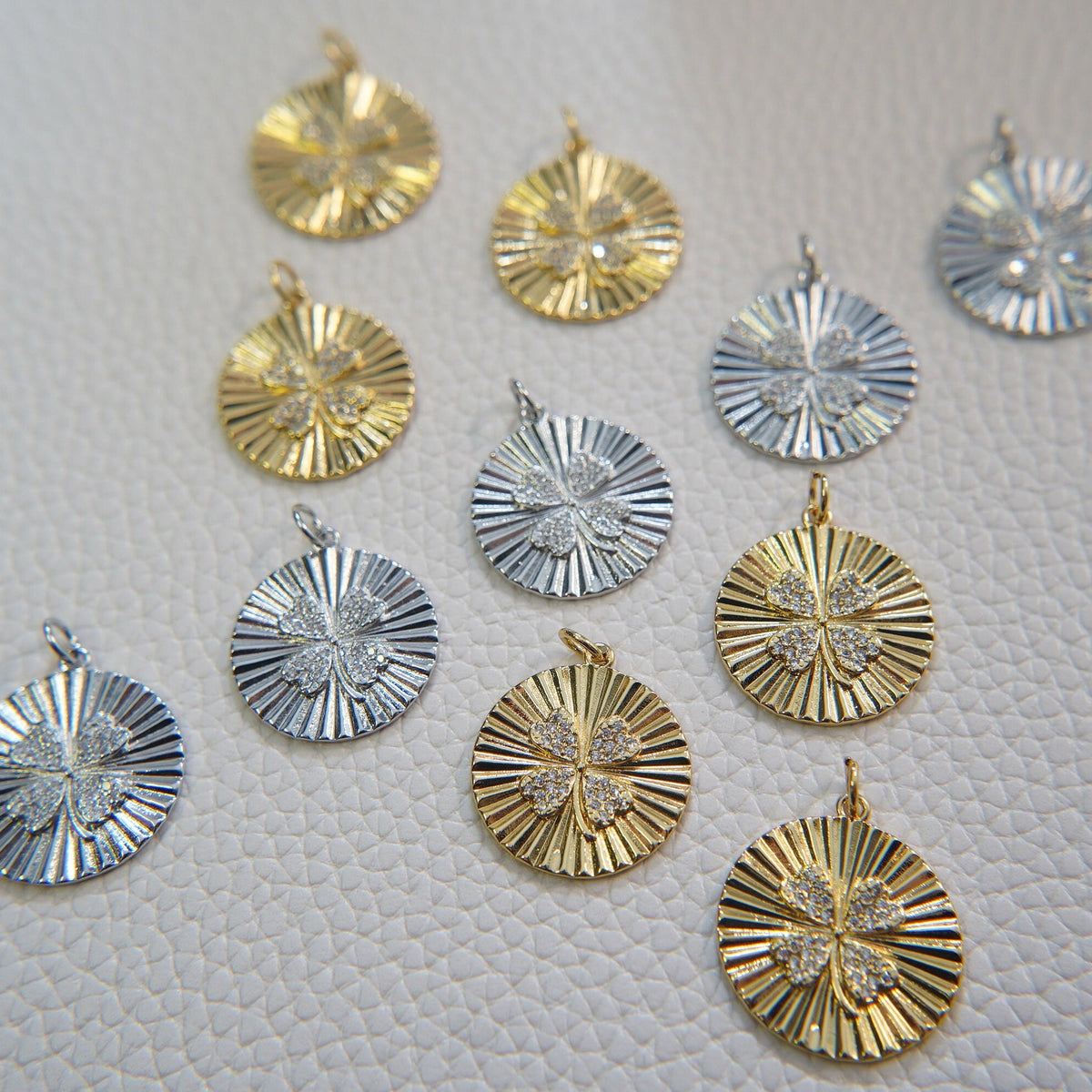 18K Gold Filled Cubic Zirconia Flower Charm Pendant for Jewelry Making