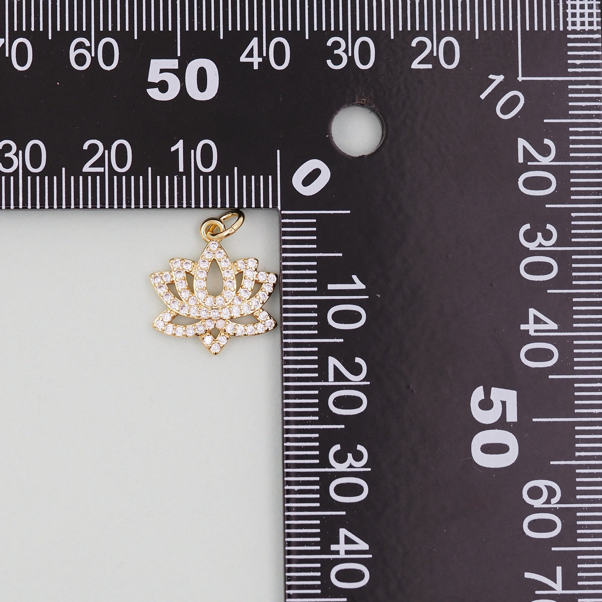 Gold Lotus Charms,18K Gold Filled meditation Pendant,Silver lotus Charm Bracelet Necklace for DIY Jewelry Making Supply