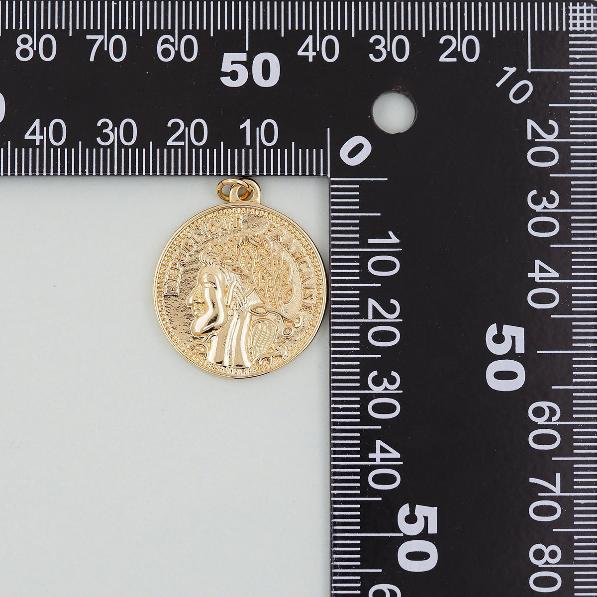 18K Gold Filled Round Charm Pendant for Jewelry Making