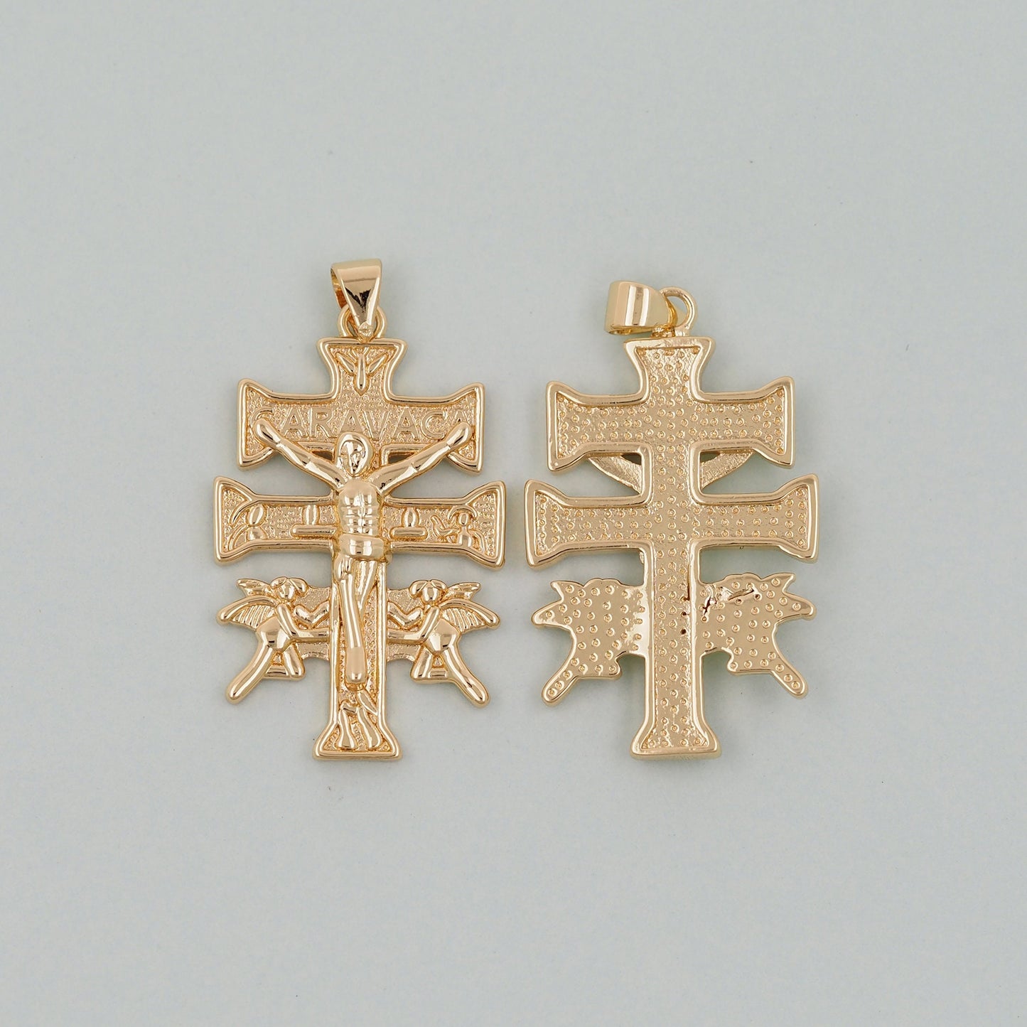 Gold Cross Charms,18K Gold Filled CZ Cross Pendant,Angel Religious Charm Bracelet Necklace for DIY Jewelry Making Supply