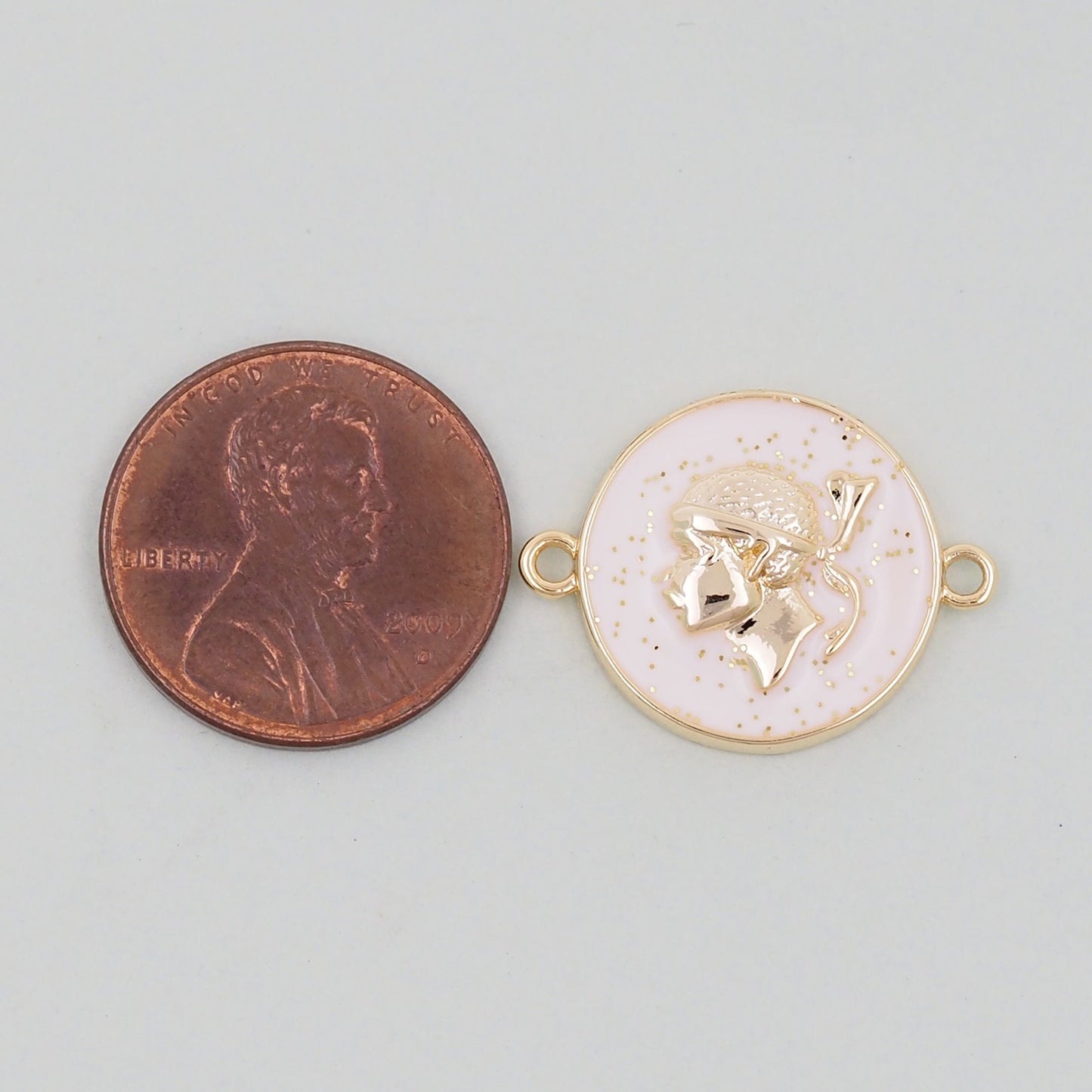Gold Geometry Enamel connector Charms,18K Gold Filled Round Coin Pendant,geometry Charm Bracelet Necklace for DIY Jewelry Making Supply