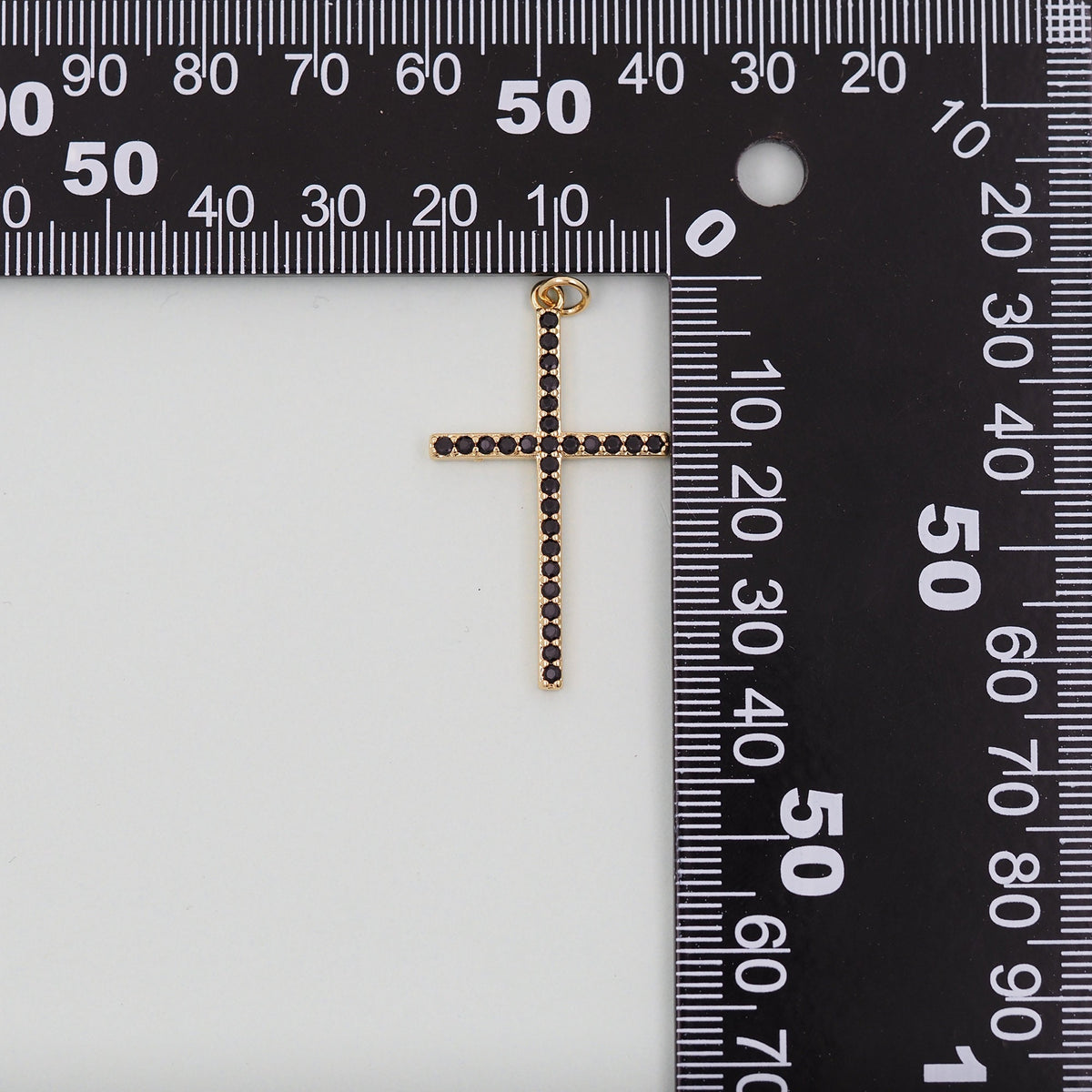 Gold Cross Charms,18K Gold Filled CZ Cross Pendant,Religious Charm Bracelet Necklace for DIY Jewelry Making Supply