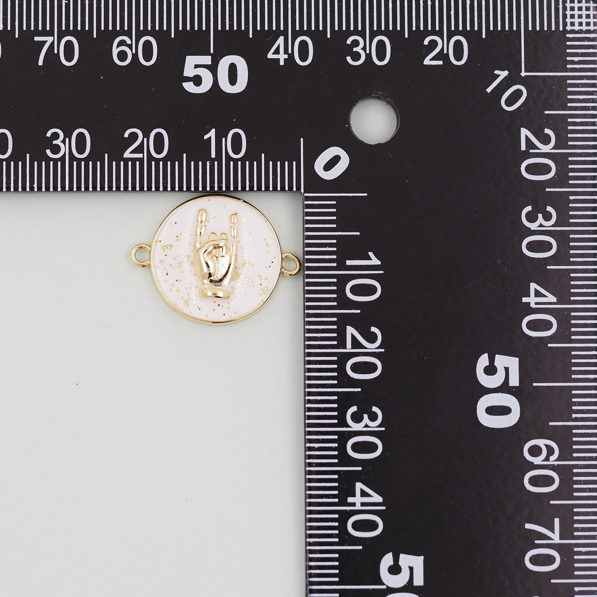 Gold gesture Connector Charms,18K Gold Filled Round Coin Hand Pendant,Hand Charm Bracelet Necklace for DIY Jewelry Making Sup