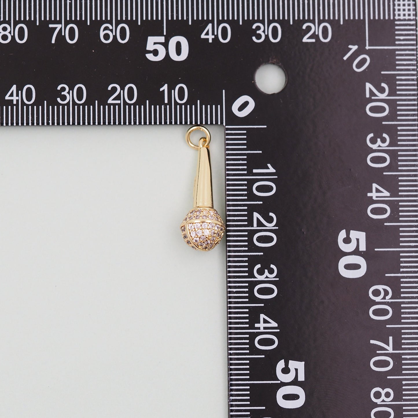 Gold Microphone Charms,18K Gold Filled CZ microphone Pendant,microphone Charm Bracelet Necklace for DIY Jewelry Making Supply