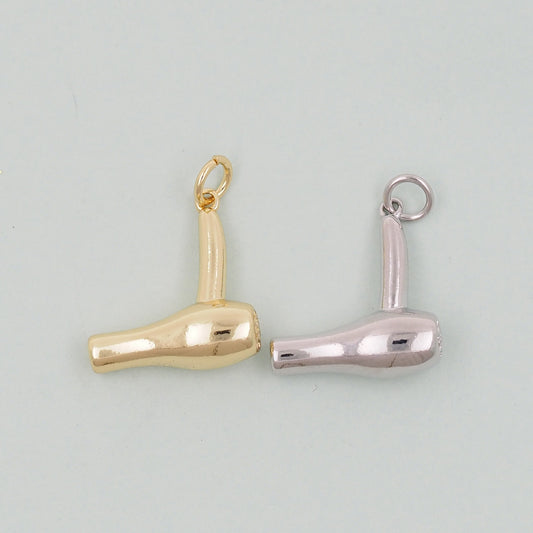 Gold hair dryer Charms,18K Gold Filled hair dryer Pendant,hair dryer Charm Bracelet Necklace for DIY Jewelry Making Supply