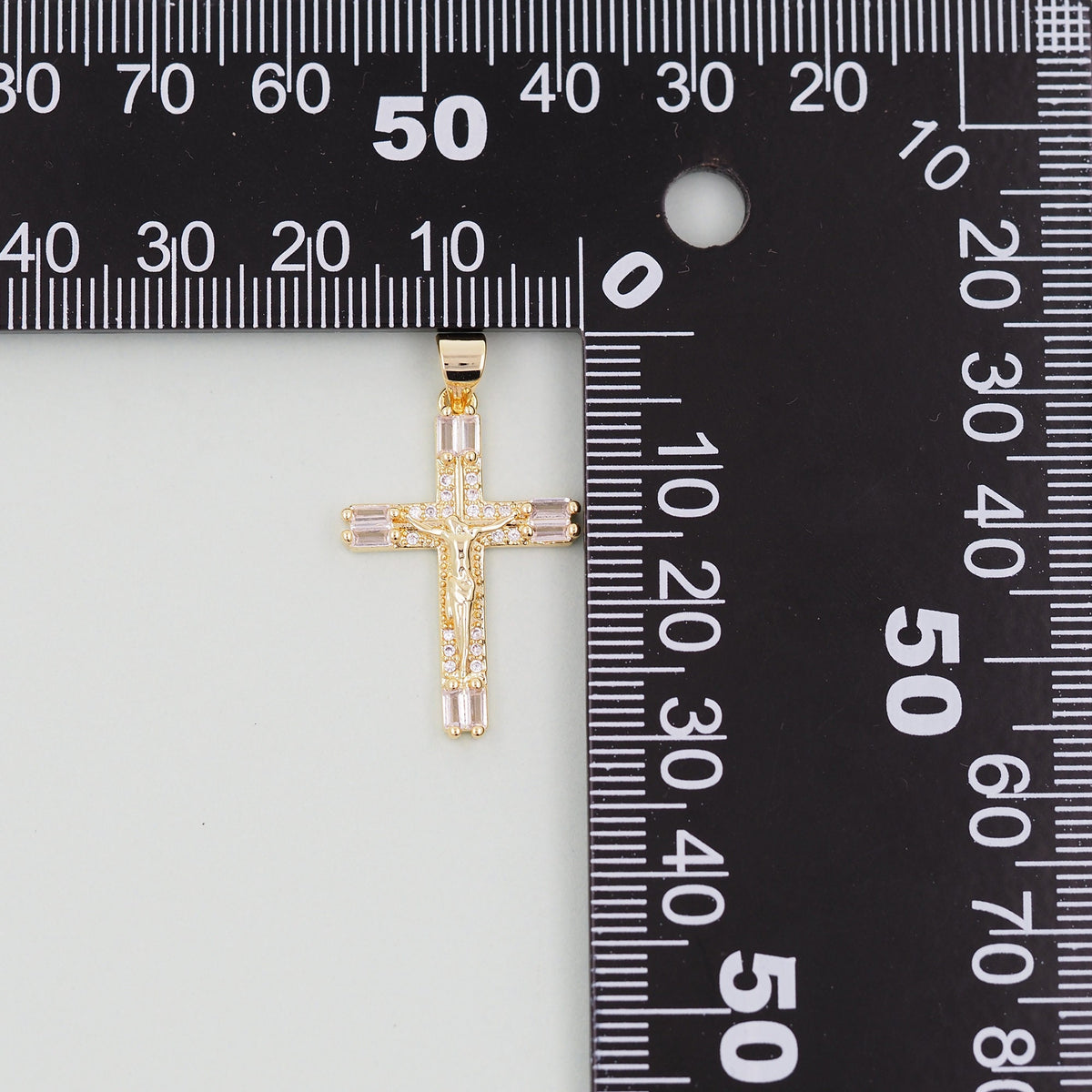 Gold Cross Charms,18K Gold Filled CZ turquoise Cross Pendant,Religious Jesus Charm Bracelet Necklace for DIY Jewelry Making S