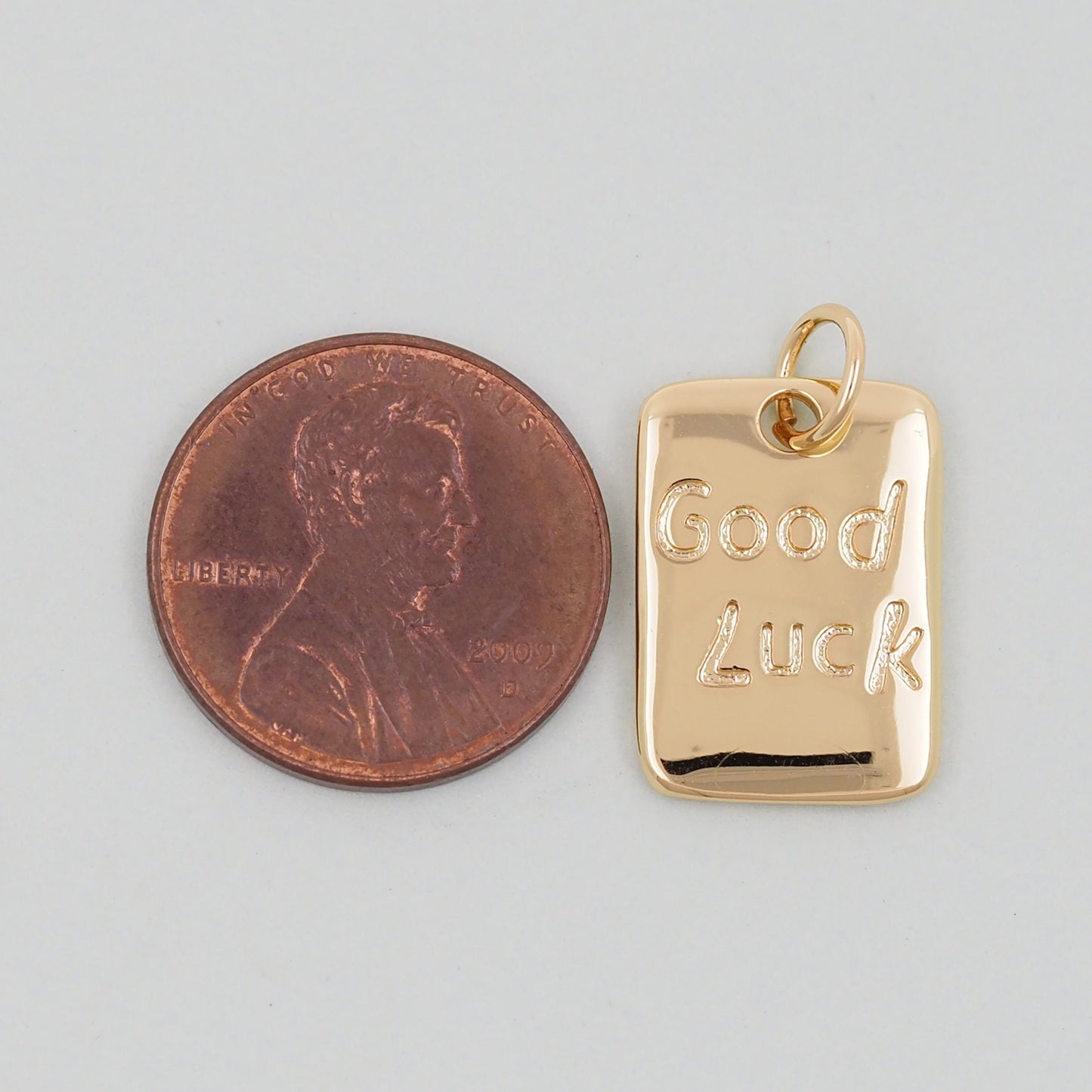 Gold rectangle good luck Charms,18K Gold Filled good luck Pendant,good luck Charm Bracelet Necklace for DIY Jewelry Making Supply