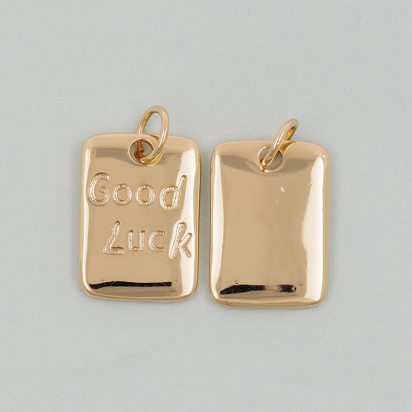 Gold rectangle good luck Charms,18K Gold Filled good luck Pendant,good luck Charm Bracelet Necklace for DIY Jewelry Making Supply