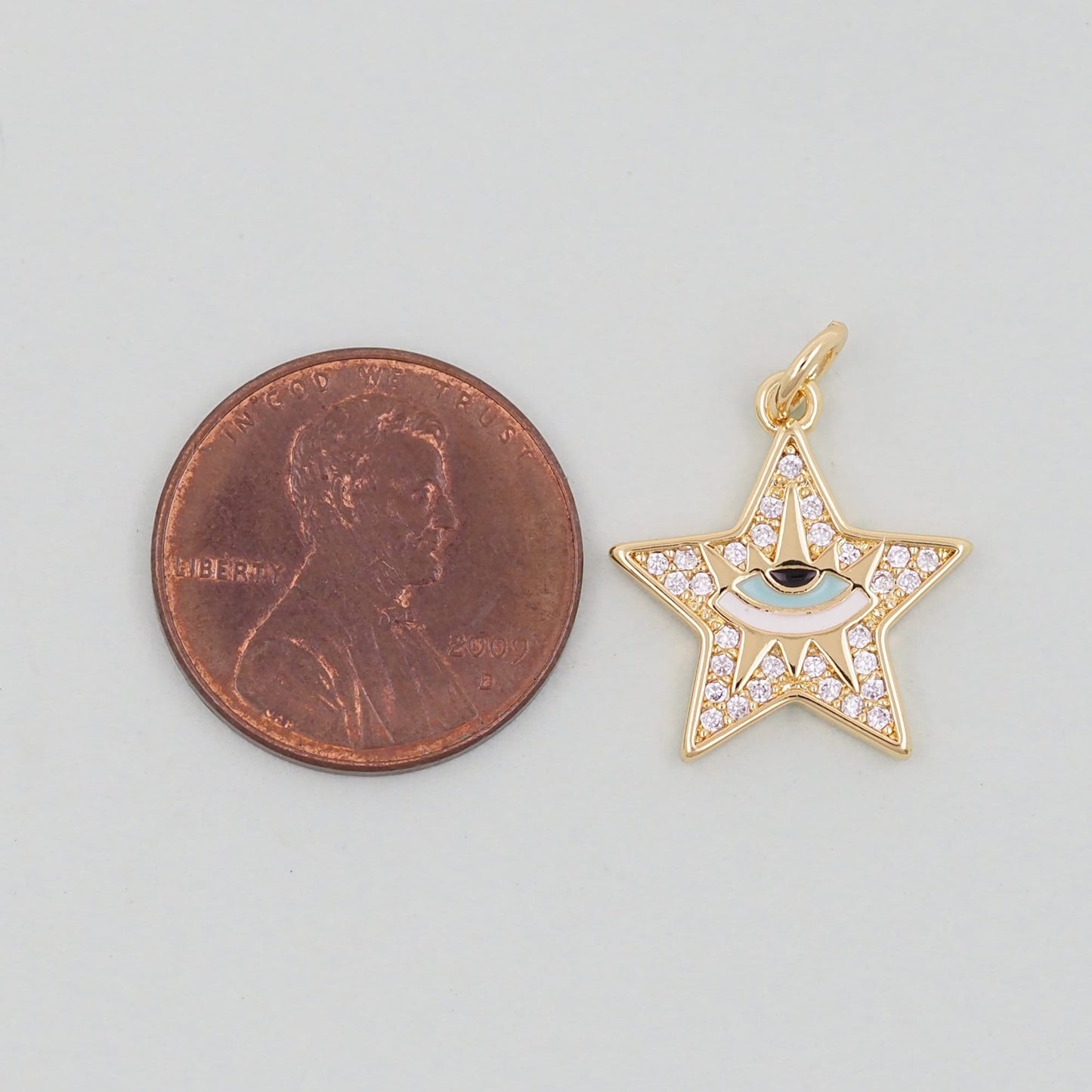 Gold Star Evil Eye Charms,18K Gold Filled CZ Micro Pave Star Pendant,Tiny Star Charm Bracelet Necklace for DIY Jewelry Making Supply