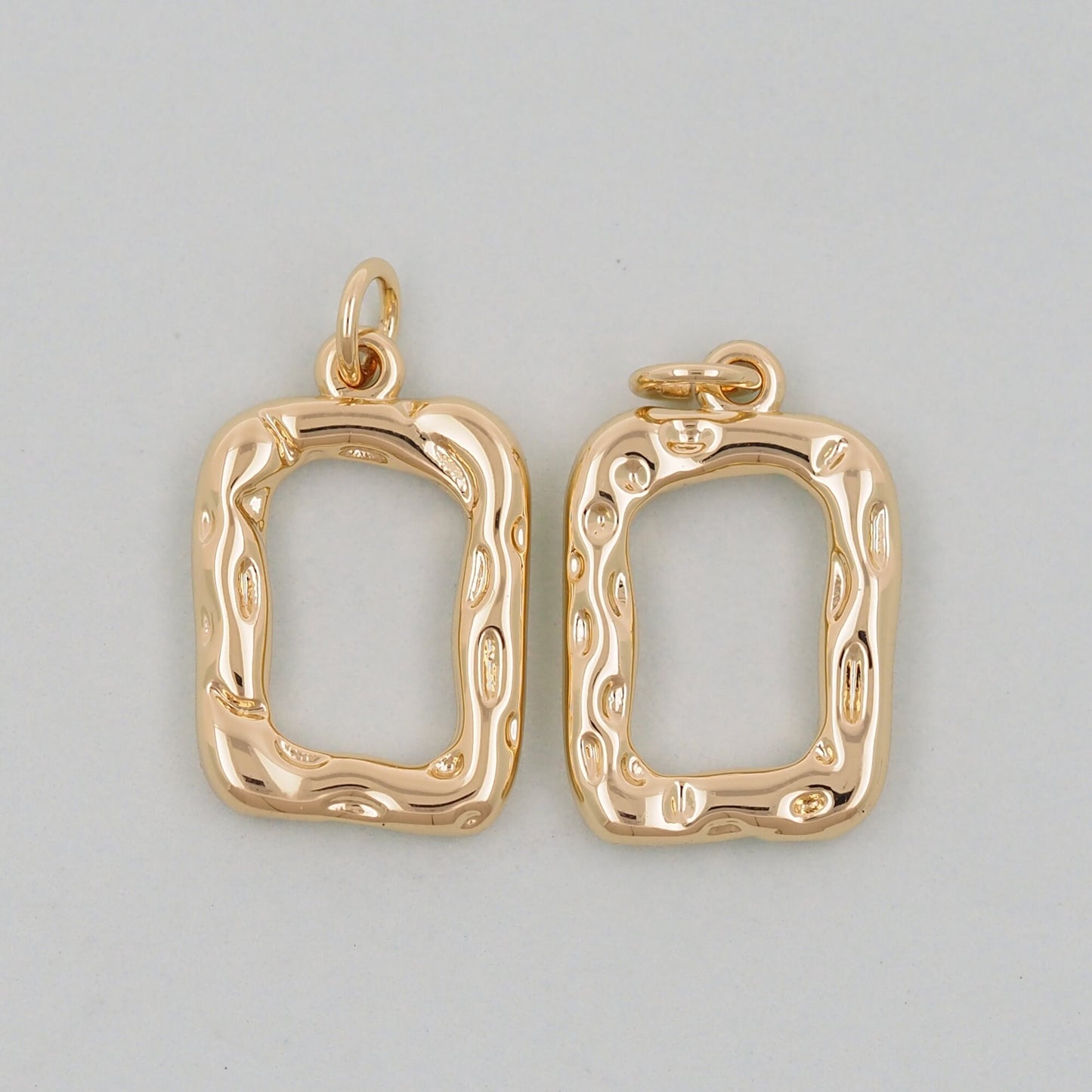 Gold Rectangle Charms,18K Gold Filled Rectangle Pendant Charm Bracelet Necklace for DIY Jewelry Making Supply