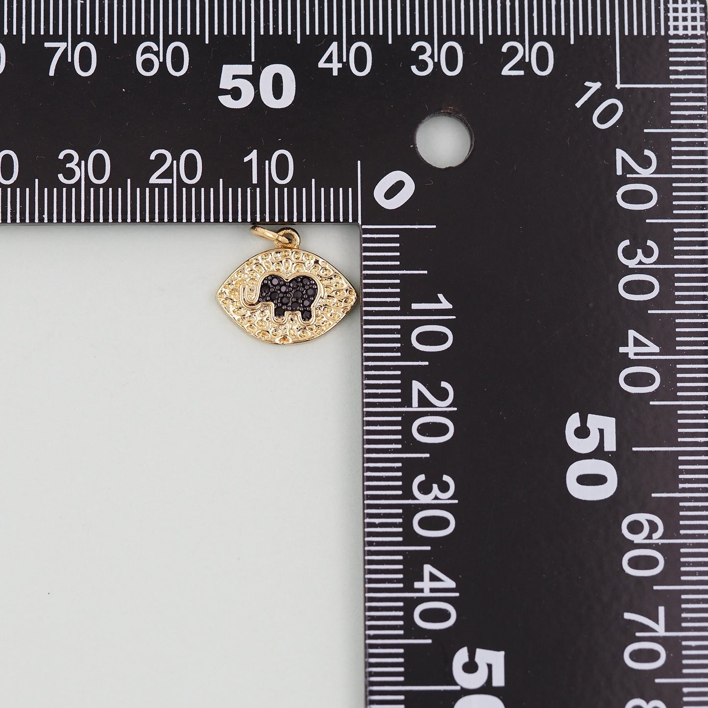 Gold Oval Elephant Charms,18K Gold Filled CZ Elephant Pendant,Elephant Charm Bracelet Necklace for DIY Jewelry Making Supply